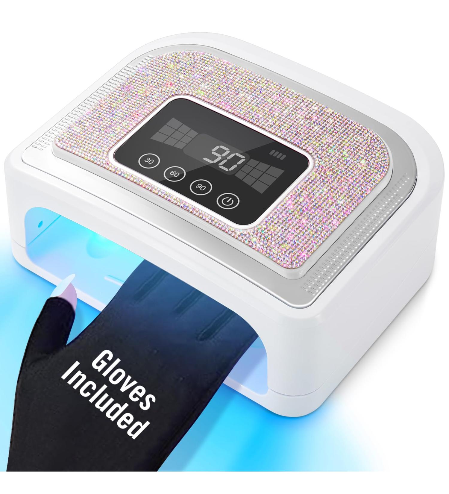 Aedavey Cordless Gel Nail Light 120W Nail Dryer for All Gel Nails LED Nail Lamp with 4 Timer Modes - Professional Curing - Auto Sensor - LCD Screen Portable Gel Light for Nails for Home & Salon (Sparkly Silver Diamond) - Buy Online on GoSupps.com