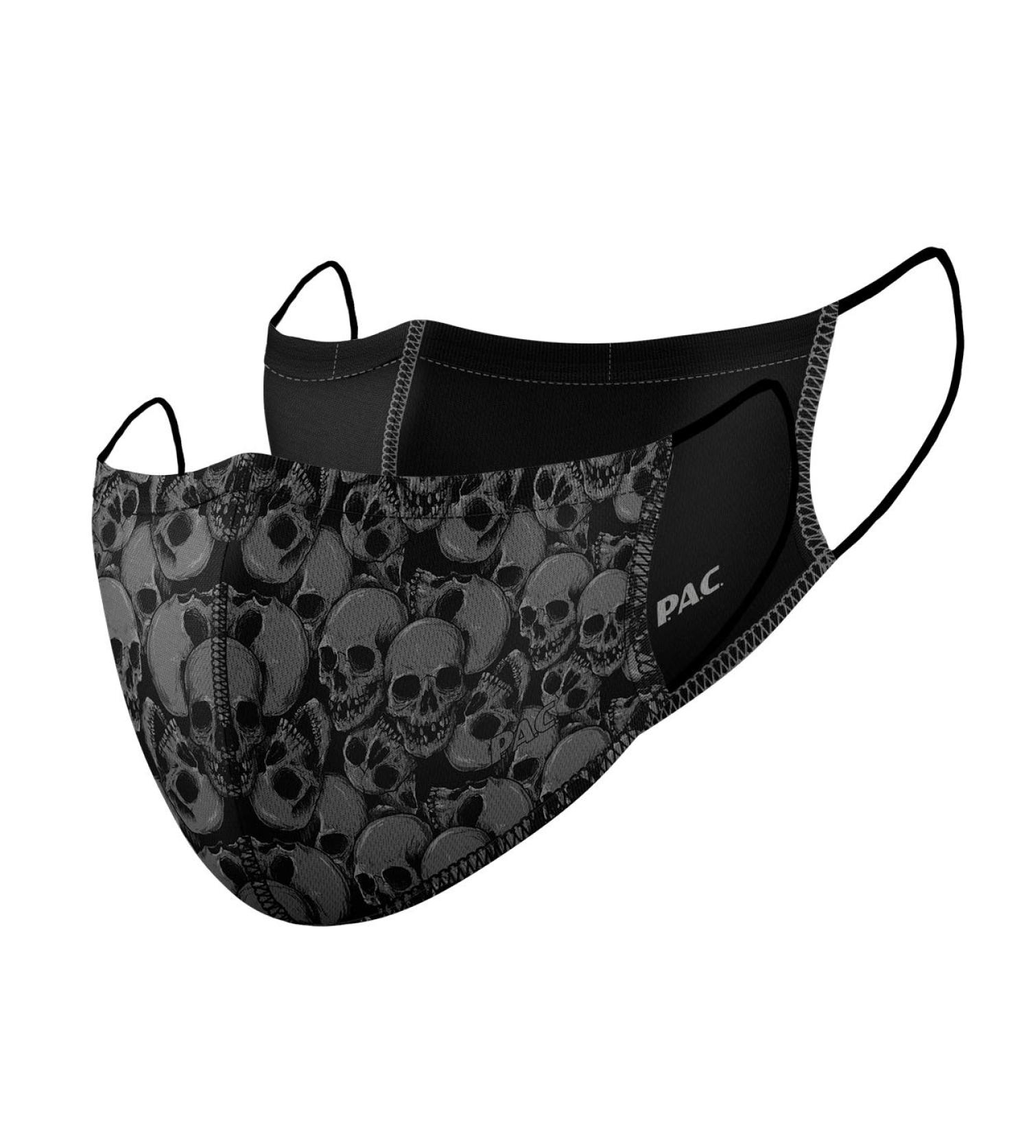 P.A.C. Lightweight Premium 2 Pack Masks - Washable & Reusable Skulls Black + Total Black | Oeko-Tex 100 Certified Everyday Mouth & Nose Protection - Buy Online on GoSupps.com