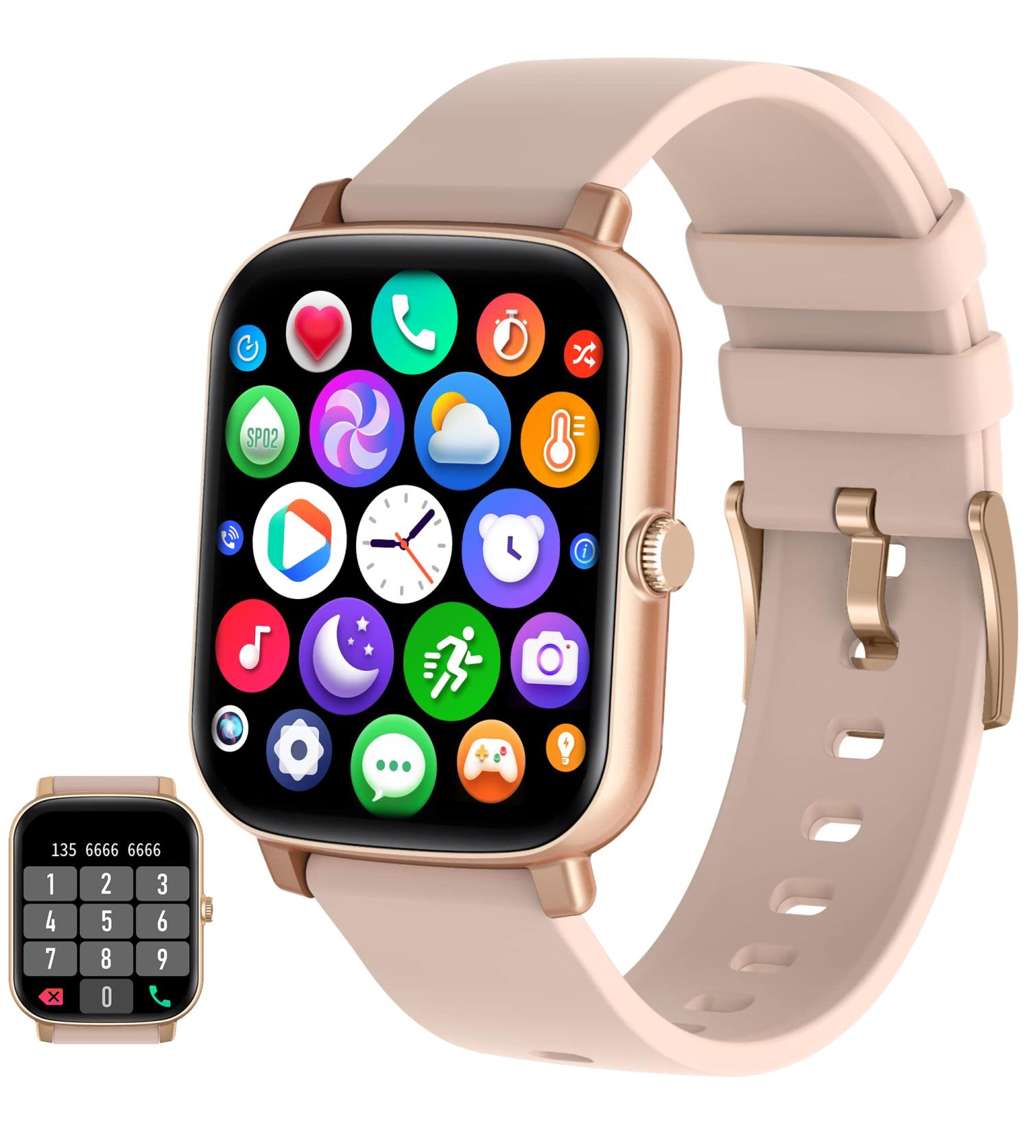 1.7'' Smart Watch for Phone Calls & Fitness, AI Control, Android & iPhone Compatible, Pink, Heart Rate & Sleep Monitor - Buy Online on GoSupps.com