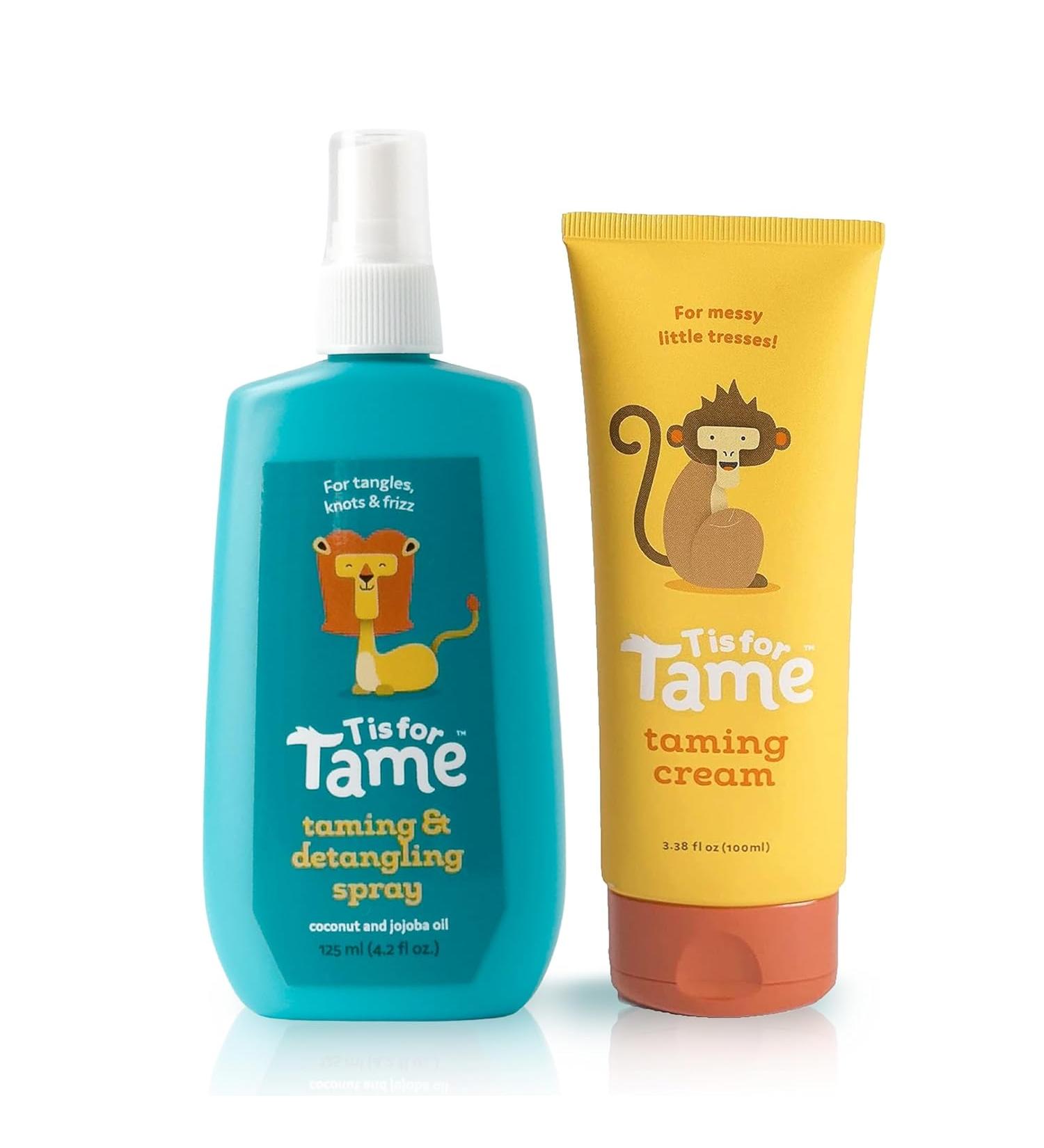 T is for Tame - Hair Taming Spray & Detangler Cream for Frizz, Flyaways & Static - 100% Natural Coconut Oil & Jojoba Leave-in - Safe for Babies & Kids - Non-Sticky Formula - Buy Online on GoSupps.com