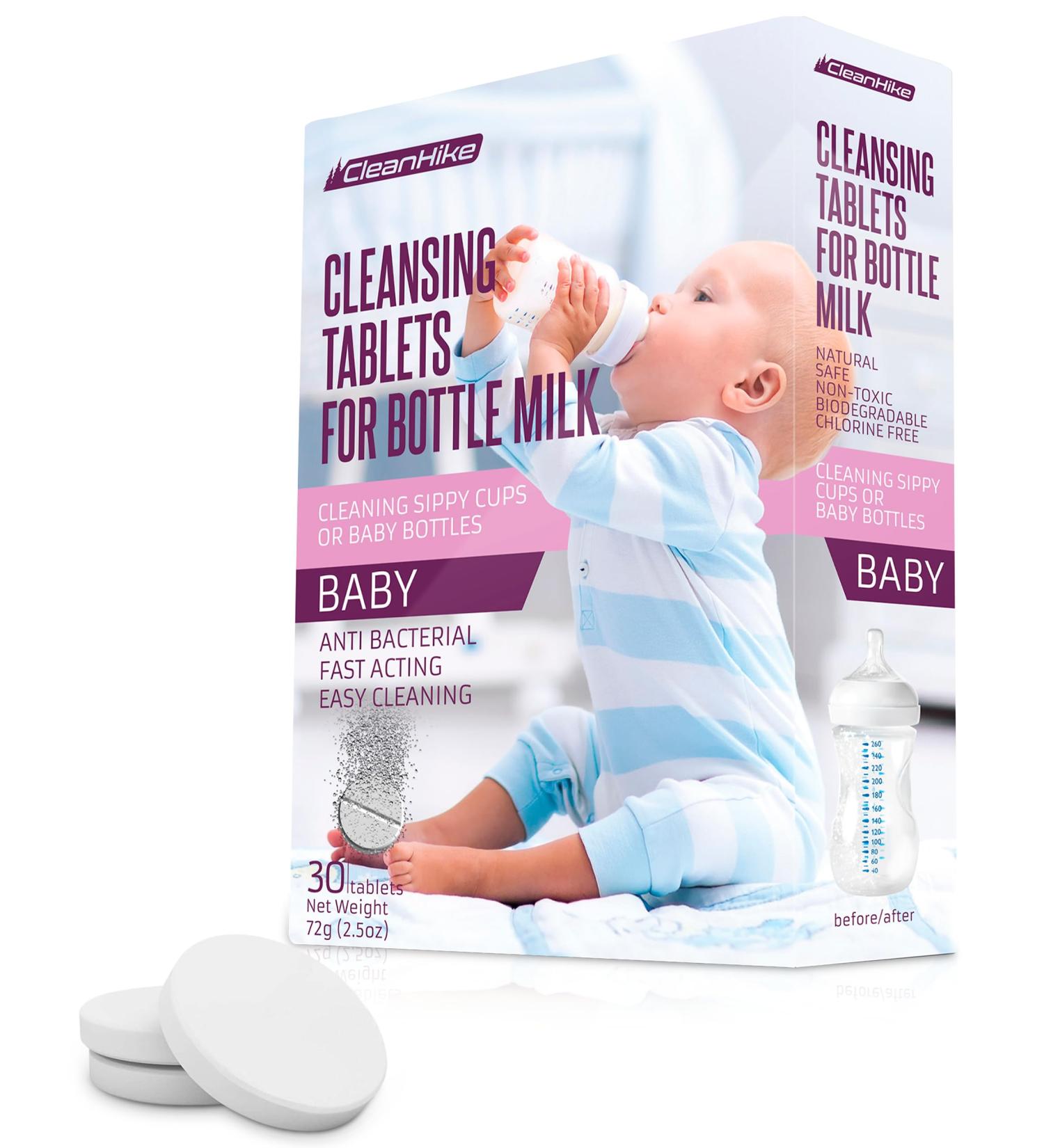 Baby Water Bottle Cleaning Tablets - 30 Pack Natural Cleaner for Milk Bottles & Tumbler - Eco-Friendly & Individually Packed - Buy Online on GoSupps.com