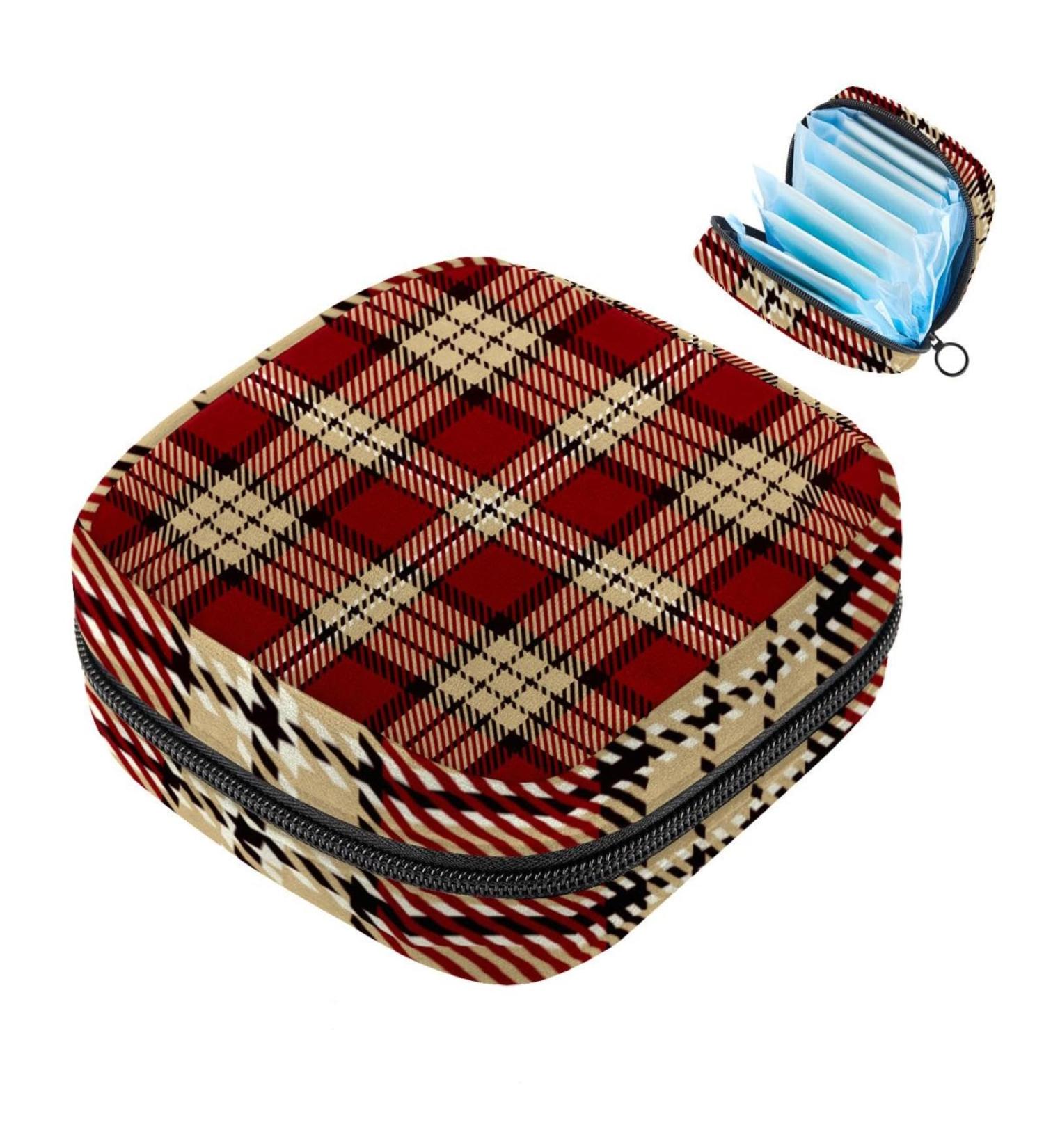 Women's Storage Bags for Bandages & Tampons - Zippered Multi-Colored Organizers for Periods | Beige & Red - Buy Online on GoSupps.com