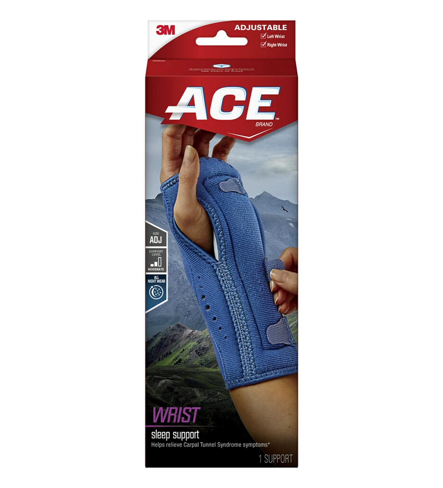 ACE Night Wrist Sleep Support | Adjustable Blue Brace for Carpal Tunnel Relief - Buy Online on GoSupps.com
