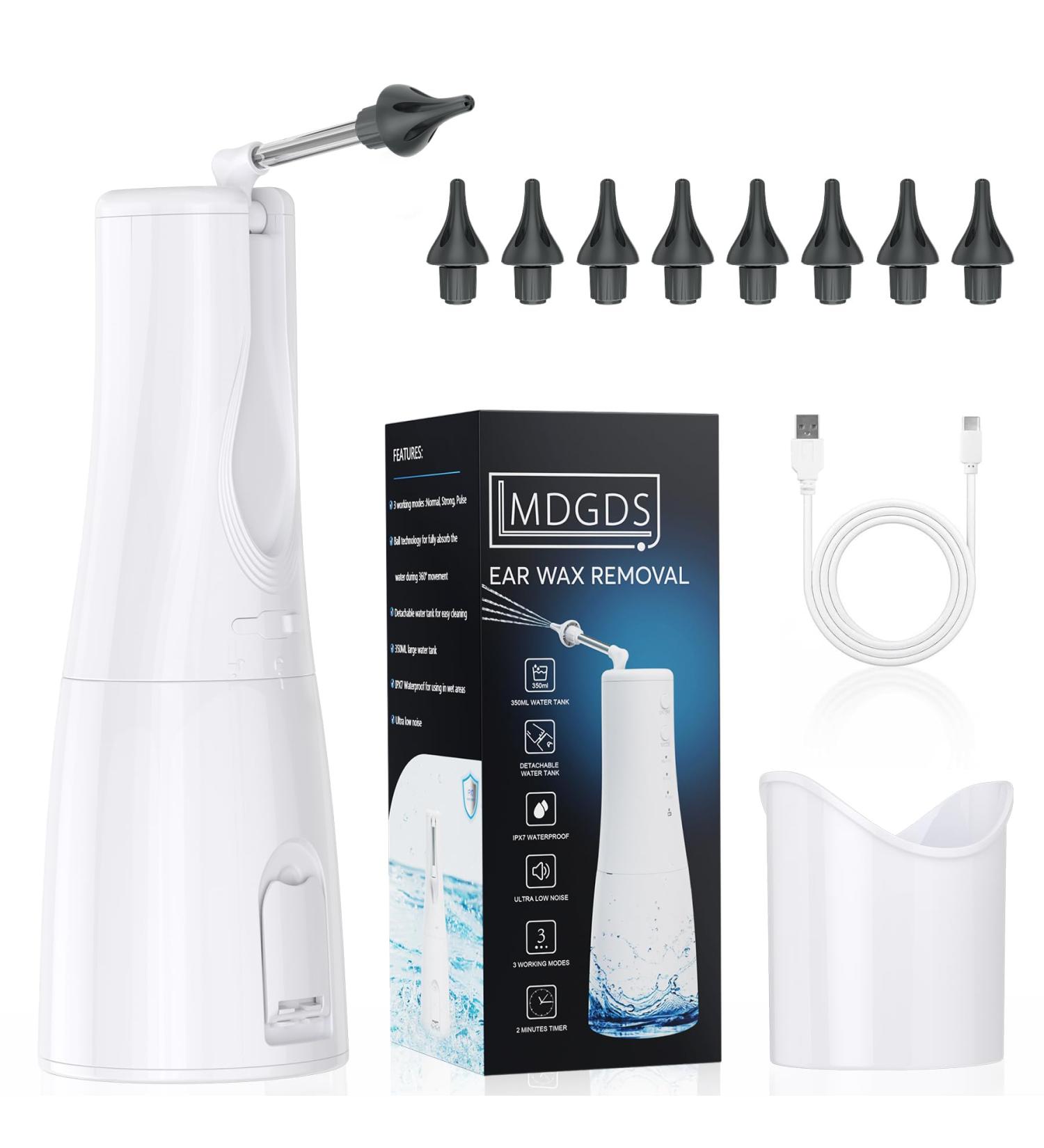 Wireless Ear Wax Removal Tool - Safe & Effective Kit with 3 Pressure Modes 8 Tips & Basin for Adults - Buy Online on GoSupps.com