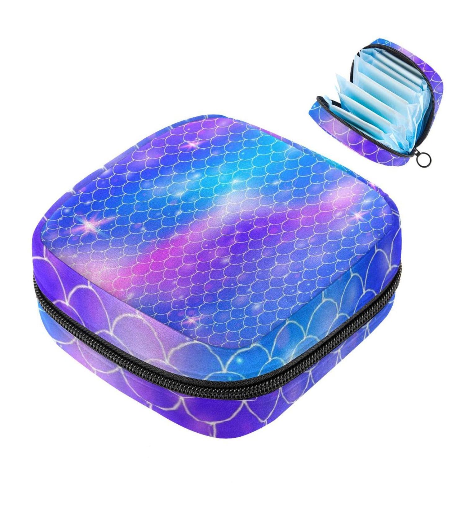 Buy Mermaid-Patterned Menstruation Pad Bag with Zipper - Stylish Tampon & Napkin Storage for Women & Girls - Buy Online on GoSupps.com