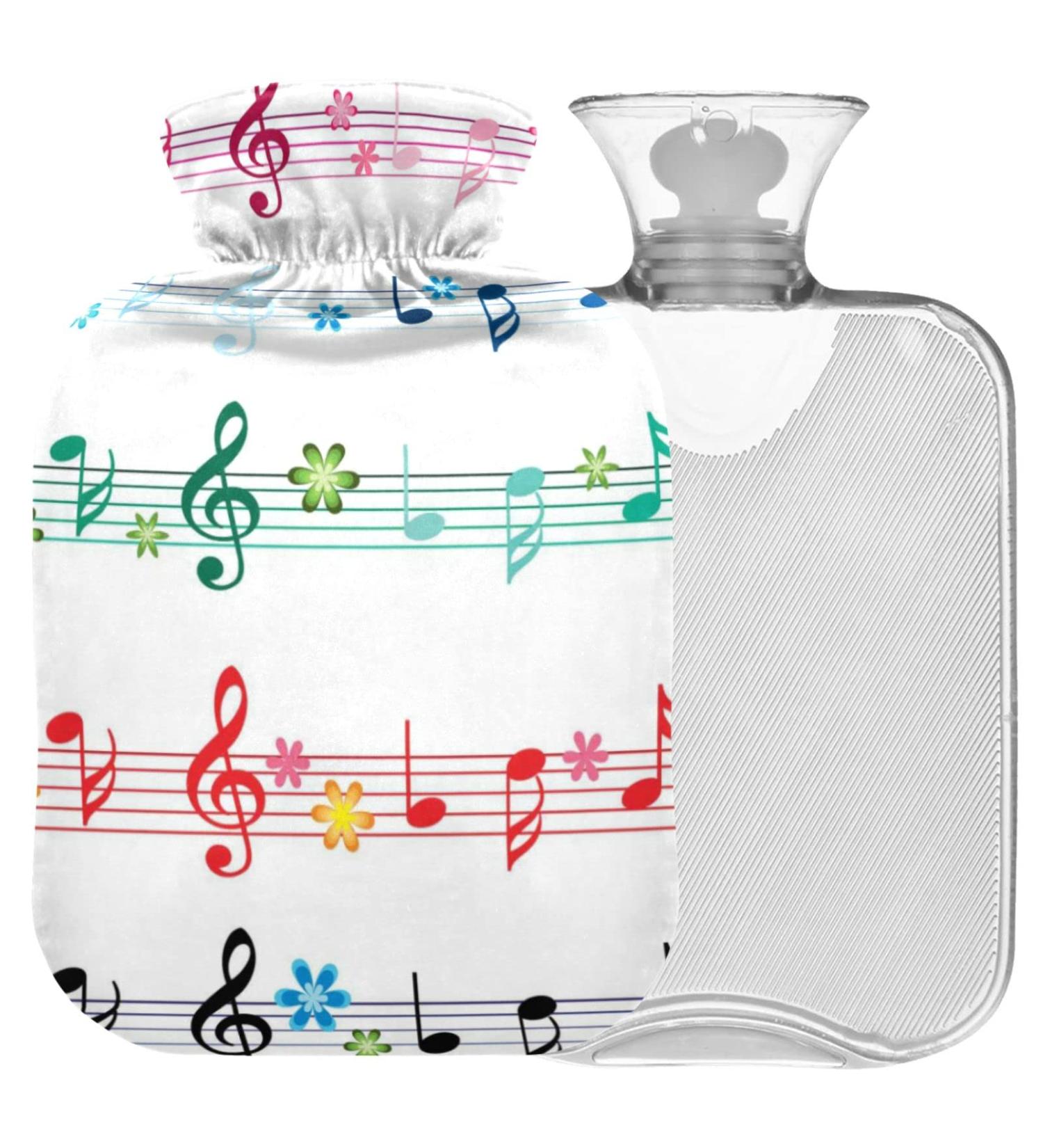 Colorful Naanle Hot Water Bottle with Musical Notes - 1L for Bed Hand & Feet Pain Relief | Transparent Bag Included - Heat & Cold Therapy - Buy Online on GoSupps.com