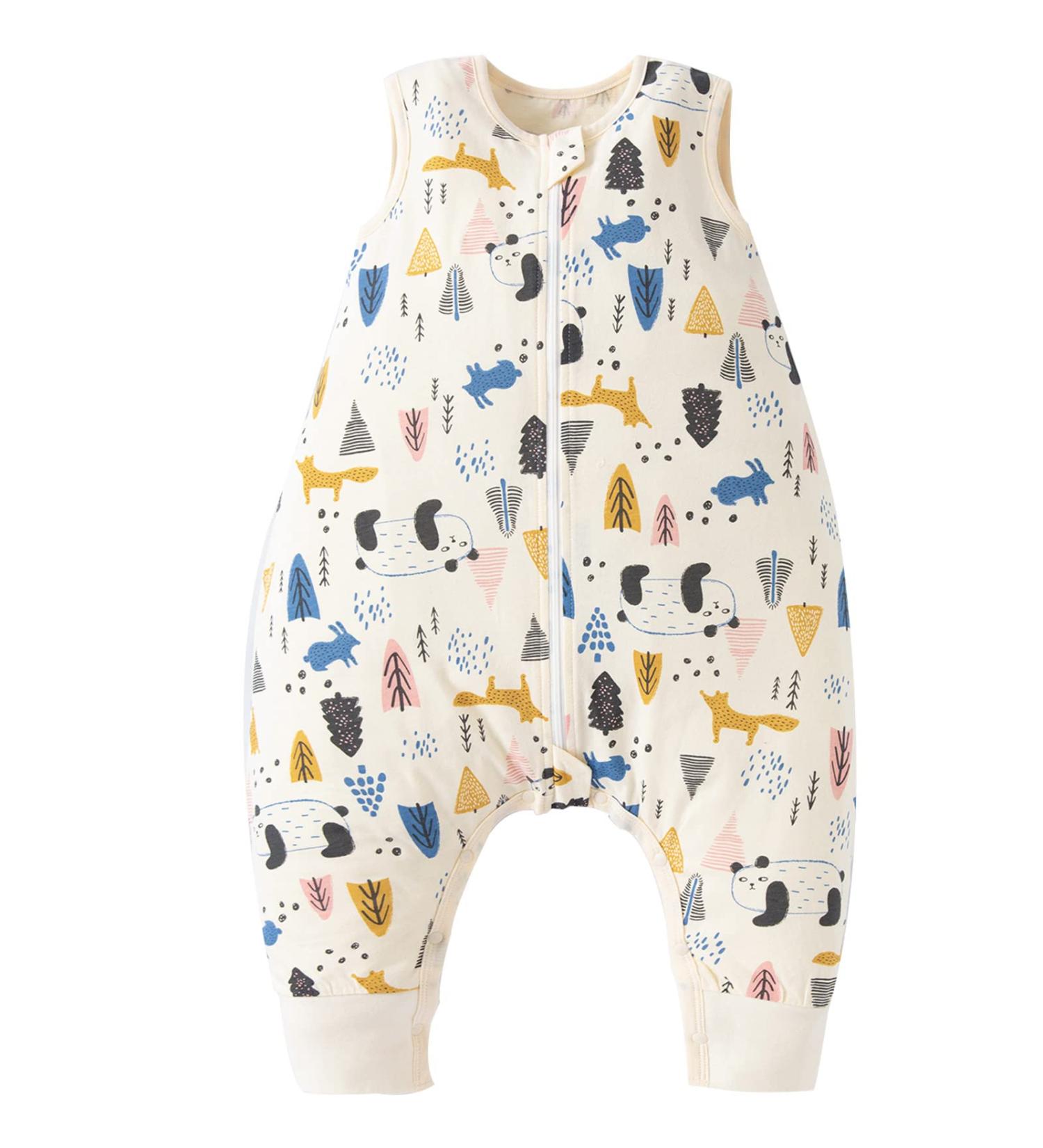 Duomiaomiao Baby Sleeping Bag with Legs 1.5 Tog - Unisex 100% Cotton Wearable Blanket for 1-2 Years (75cm) - Beige Panda Design - Buy Online on GoSupps.com