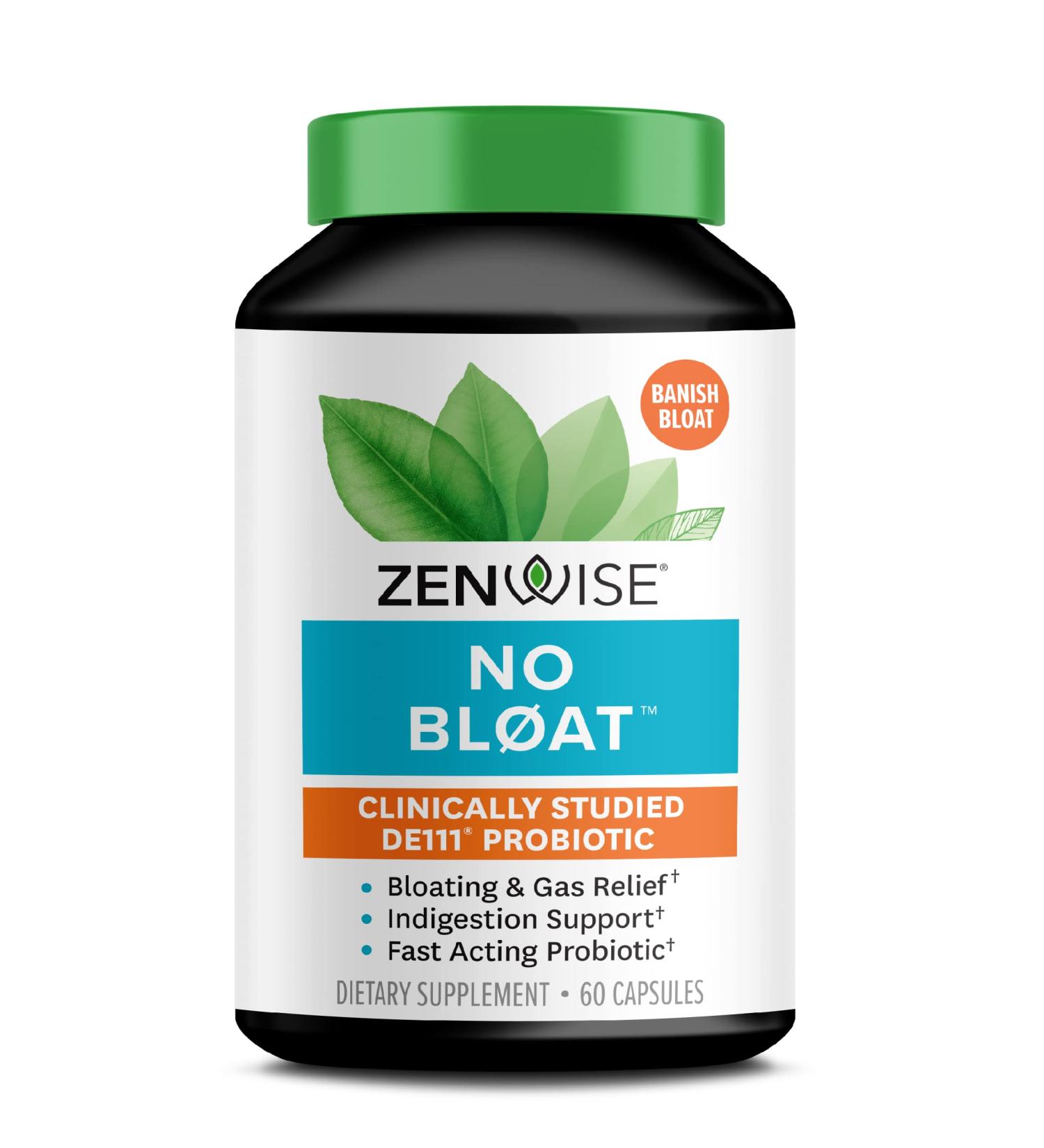 Zenwise Health No Bloat Probiotic - DE111, 60 Veggie Capsules for Digestive Relief - Buy Online on GoSupps.com