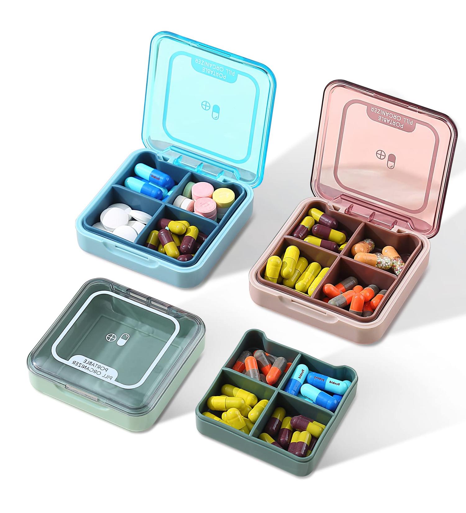 Berglander Travel Pill Organizer (Pack of 3) | Waterproof & Portable Medicine Case - 4 Compartments for Daily Vitamins & Fish Oil - Buy Online on GoSupps.com