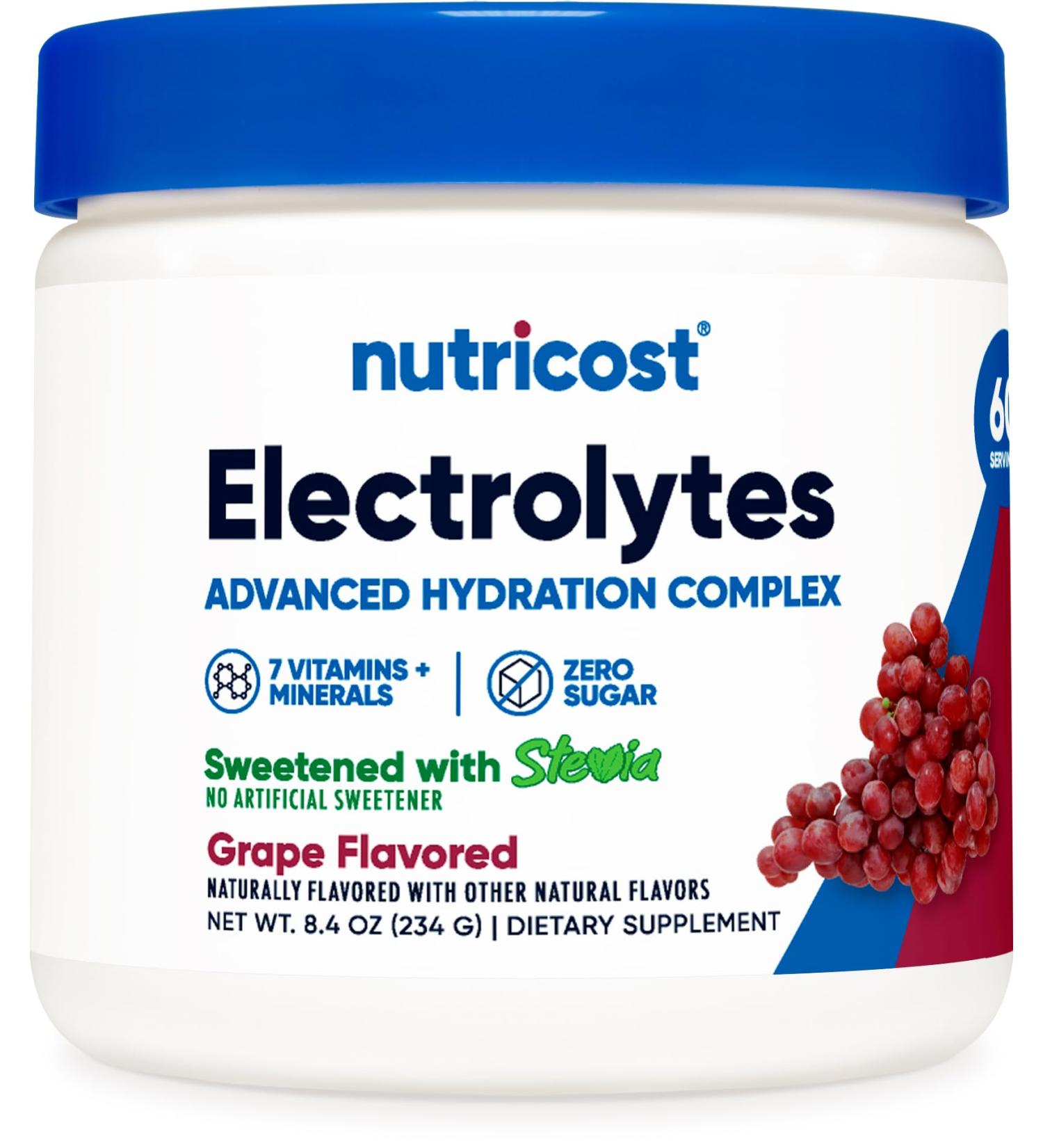 Nutricost Electrolyte Complex Powder - Hydration Drink Mix with Vitamins & Minerals (60 Servings Grape) - Best International Shipping - Buy Online on GoSupps.com