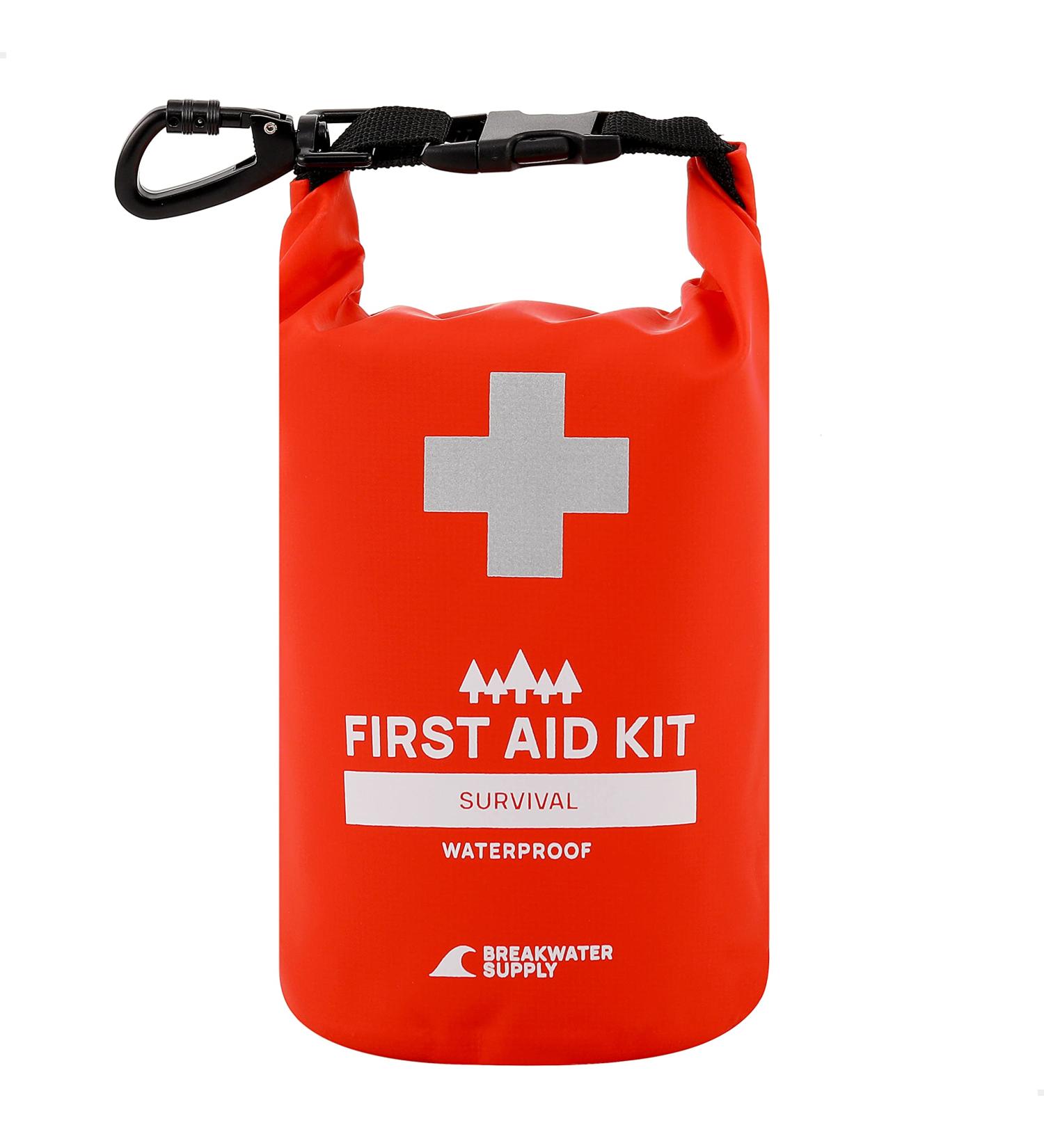 Breakwater Supply Waterproof First Aid Kit Dry Bag - Emergency Survival Supplies for Boating, Camping, Kayaking - Lightweight, Floating, Reflective - Red Color - Buy Online on GoSupps.com