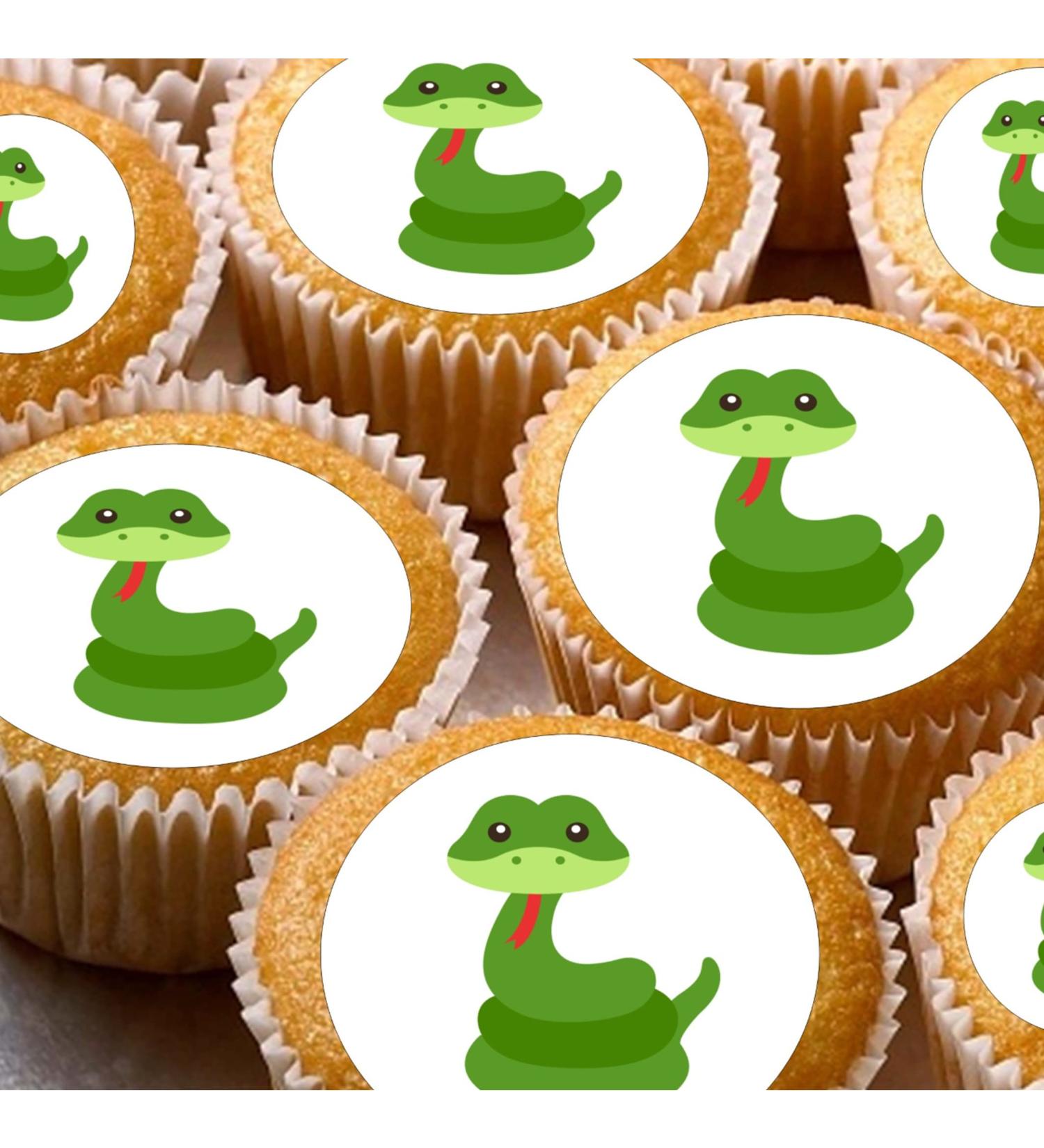 24 edible PRE CUT Jungle snake snakes style kids childrens party decorations Wafer Paper Cupcake Fairy Cake Toppers - Buy Online on GoSupps.com