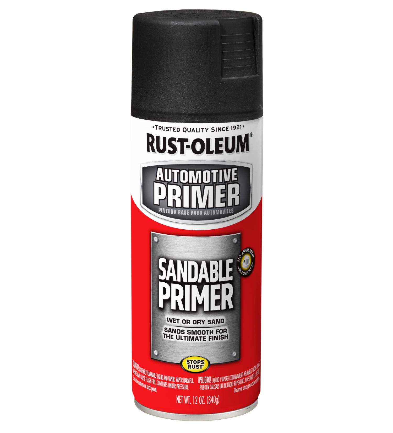 Rust-Oleum 249418 Automotive Sandable Primer Spray Paint  12 Ounce  Black  12 Fl Oz 12 oz Black