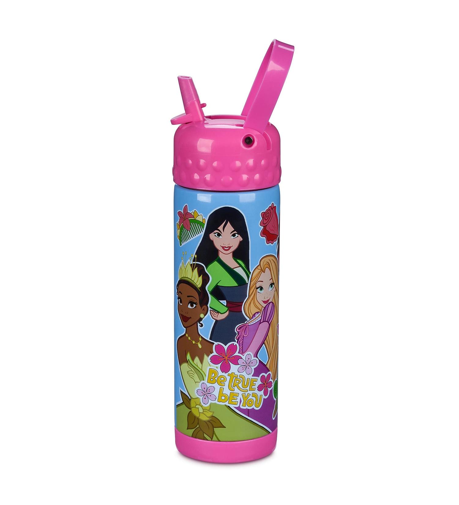 Disney Princess Stainless Steel Water Bottle with Built-In Straw