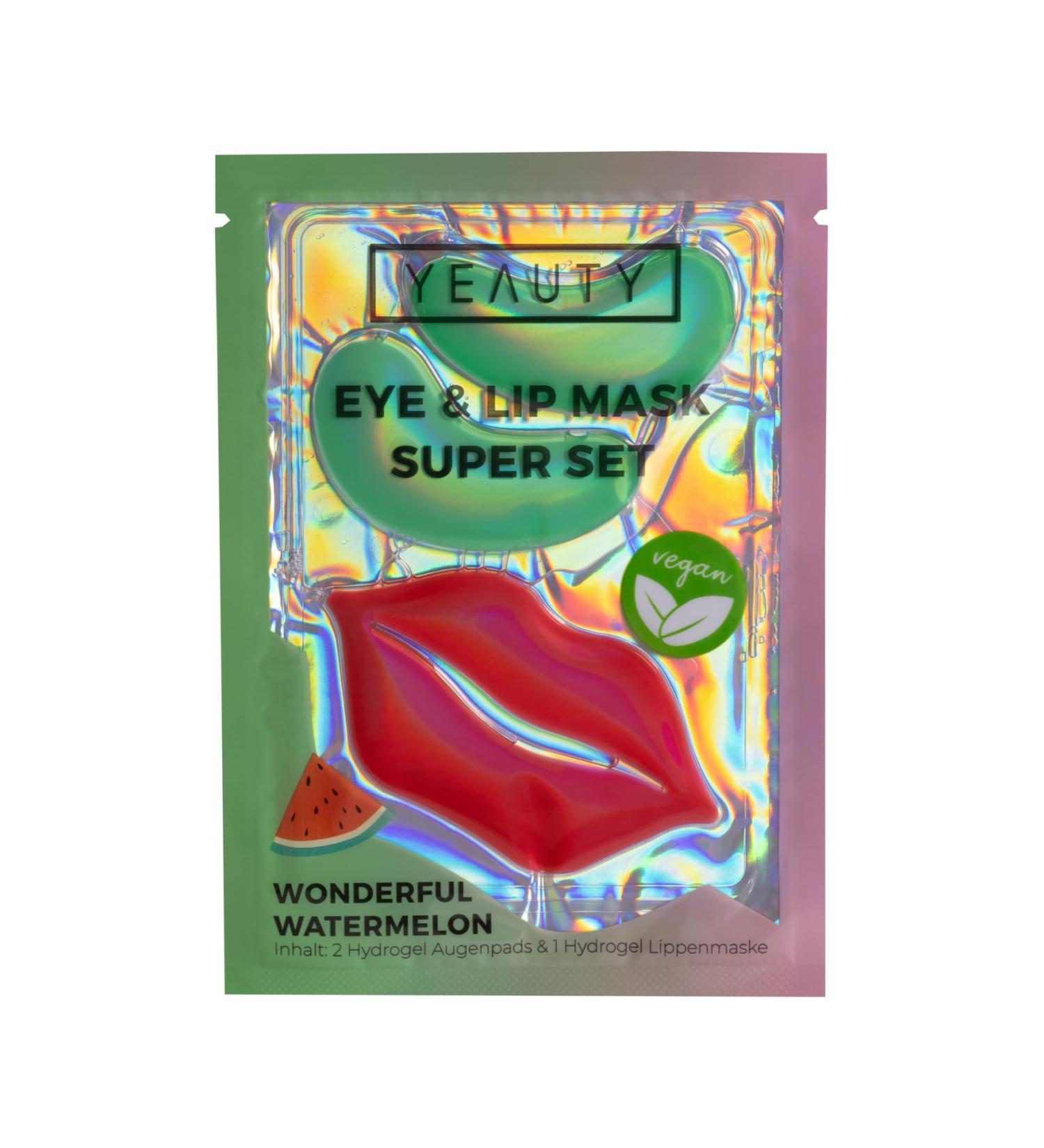 Yeauty Super Set: Watermelon Eye & Lip Mask - Hydrating Facial Care with Hyaluron & Coconut Oil - Buy Online on GoSupps.com