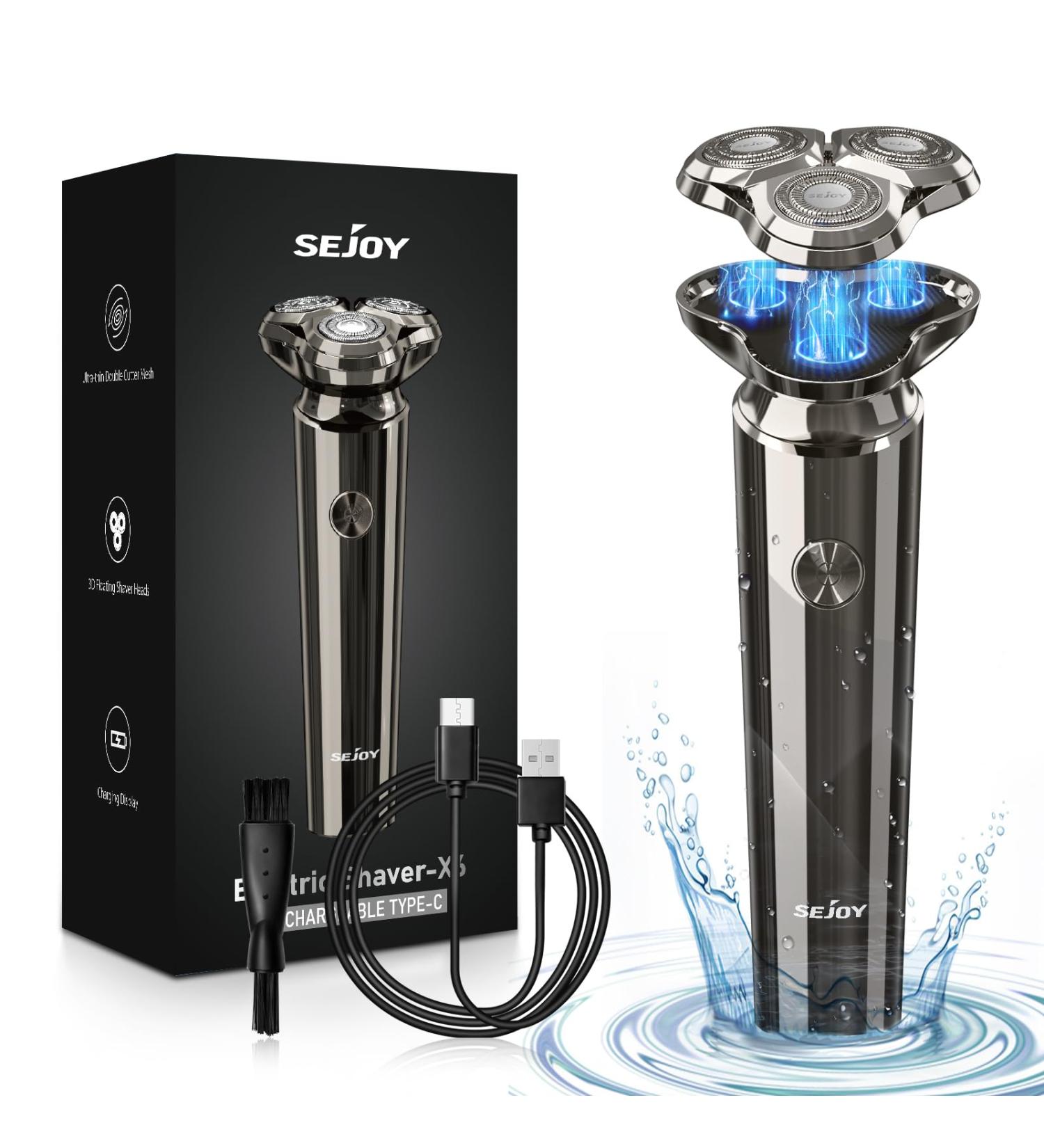 Men's 3D Rechargeable Electric Shaver - Waterproof Rotary Razor for Face, Anti-Pinch Technology - Ergonomic Design for Easy Use at Home or Travel - Buy Online on GoSupps.com