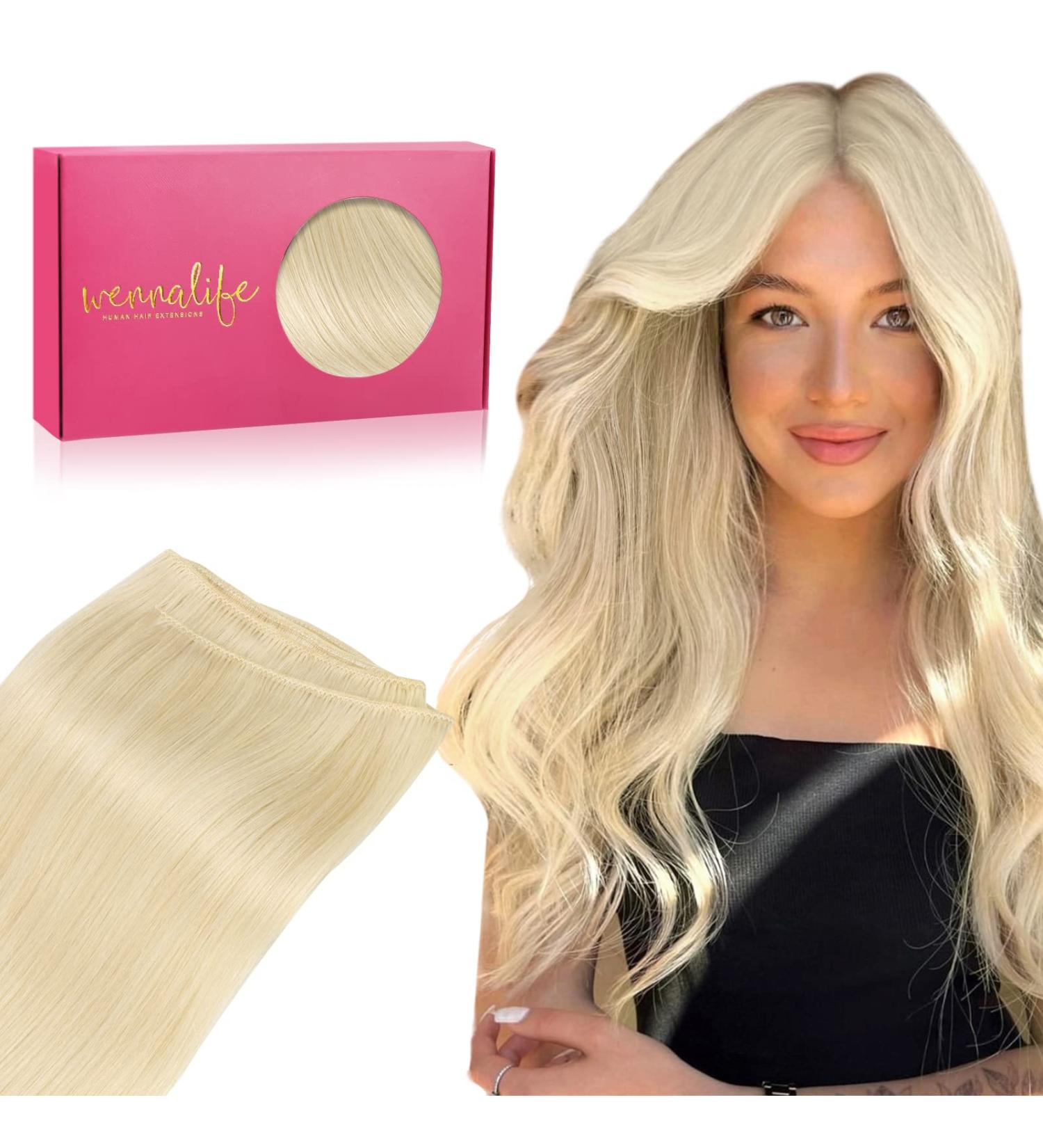 Premium 50cm 100g Platinum Blonde Remy Hair Weft Extensions for Sewing | Real Human Hair Tresses - Buy Online on GoSupps.com