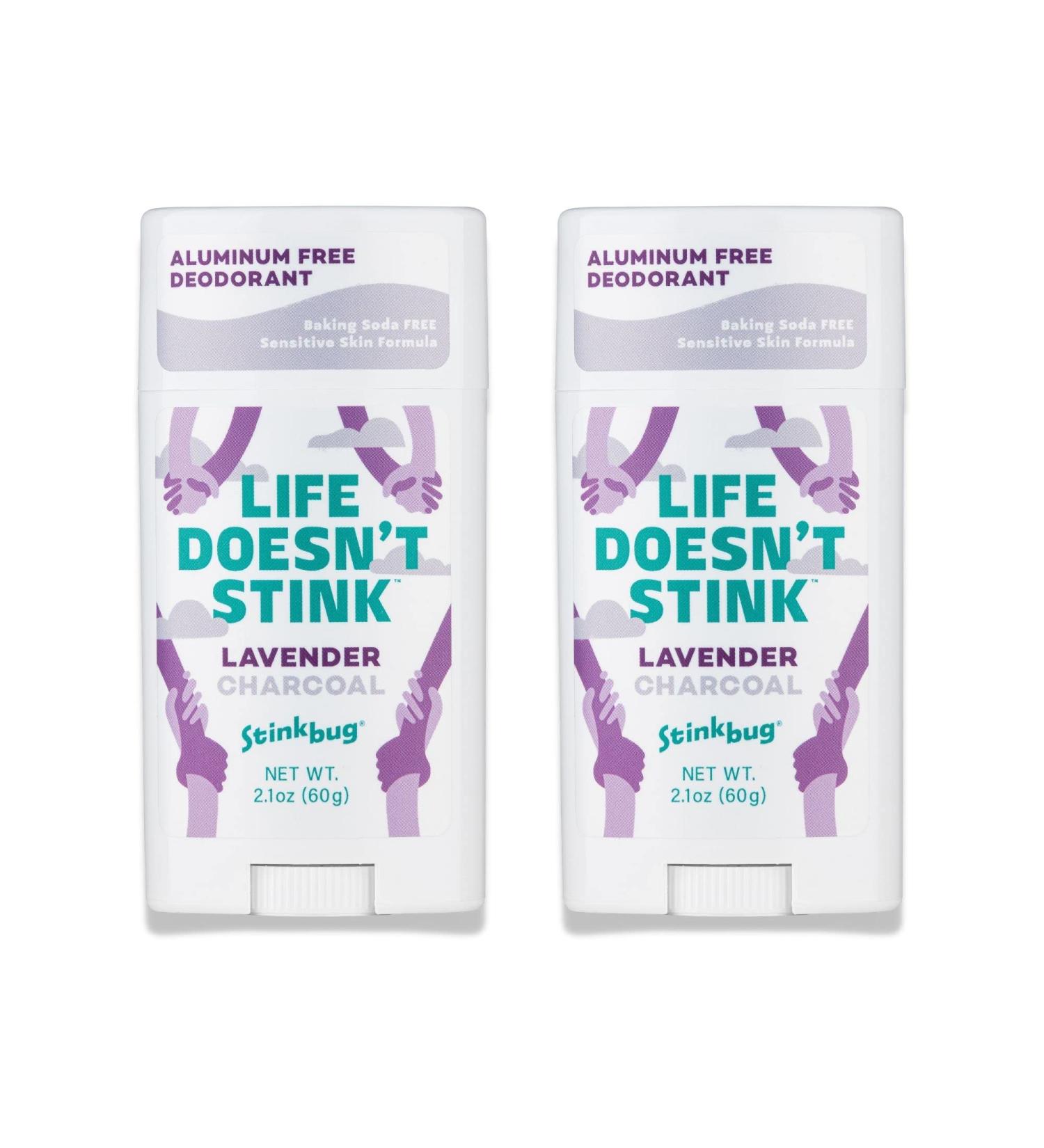 Natural Organic Sensitive Skin Deodorant Stick with Lavender Coconut Oil and Activated Charcoal Aluminum Free Deodorant by Stinkbug Naturals 2.1 Ounce Pack of 2