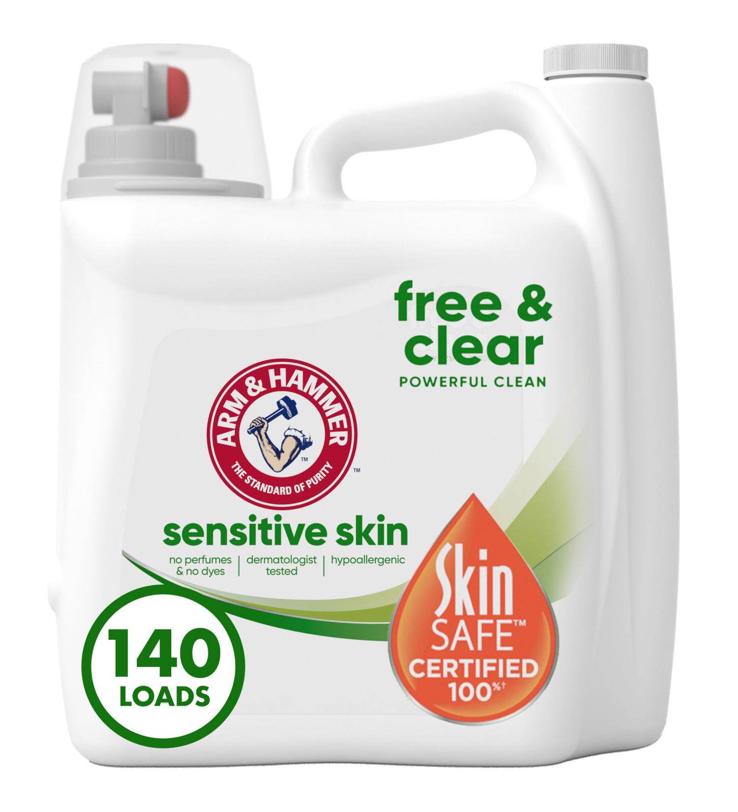 Arm & Hammer Sensitive Skin Free & Clear Laundry Detergent - 140 Loads Liquid 140 Fl Oz - Ideal for Sensitive Skin | International Shipping Available - Buy Online on GoSupps.com