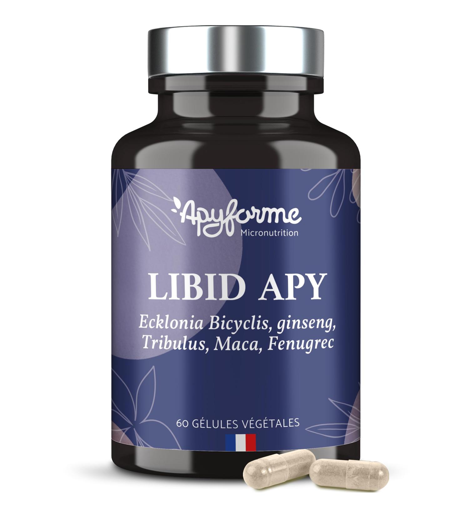 Apyforme - Libid Apy Booster - Energy Power and Endurance - Based on Ecklonia Ginseng Maca Fenugreek and Tribulus - 100% Natural - 60 Capsules - Made in France - Buy Online on GoSupps.com