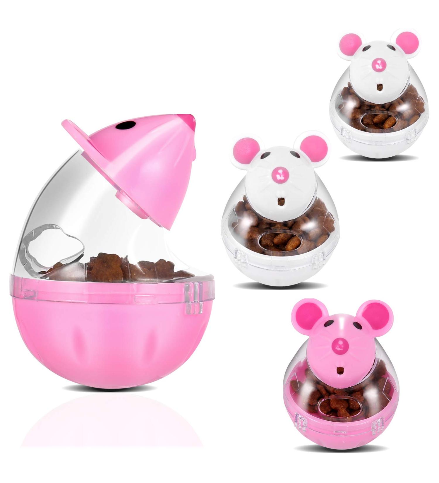 PORTOWN Cat Food Ball Dispenser - Slow Feeder Toy for Interactive Training (Pink White) - 4 Pcs - Buy Online on GoSupps.com