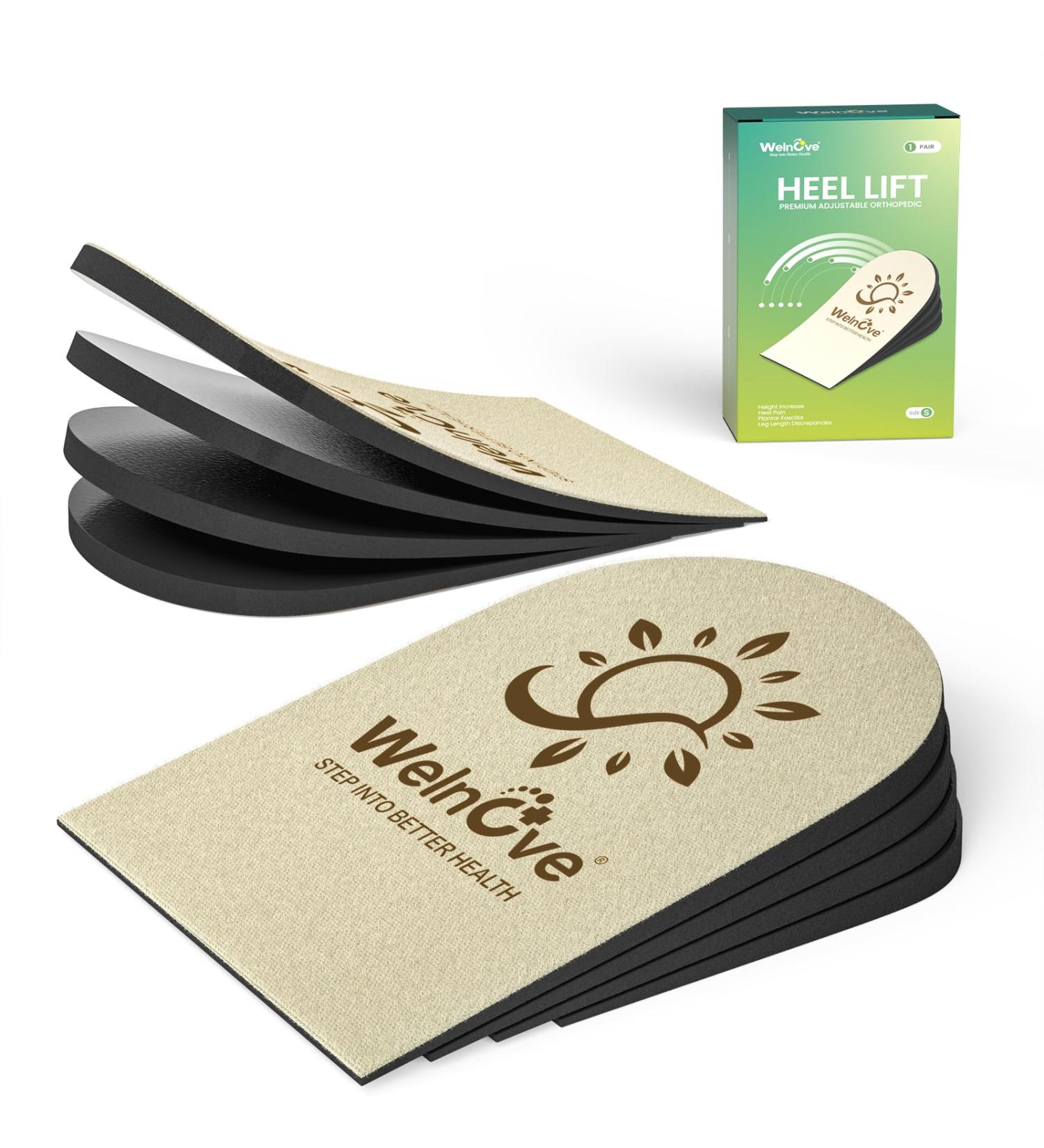 Welnove 1 Inch Orthopedic Heel Lift Inserts for Women - Adjustable 4 Layers Heel Lifts for Leg Length Discrepancy and Heel Pain - Small Size (1 Pair) - Buy Online on GoSupps.com