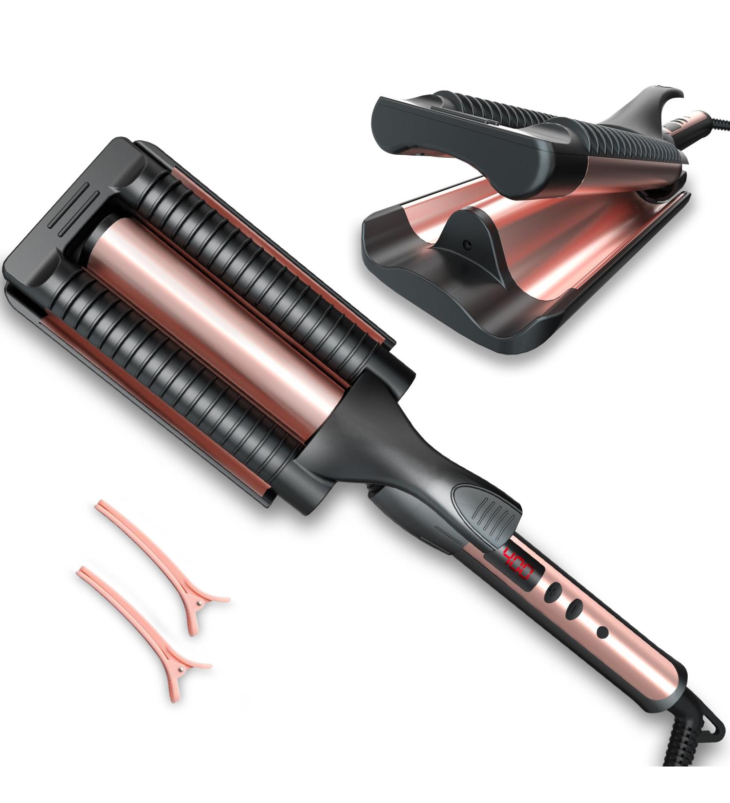 Novus 3 Barrel Waver Curling Iron - Anti-Scald 1 Inch Rapid Heating 3 Heat Settings for Deep Waves - Buy Online on GoSupps.com