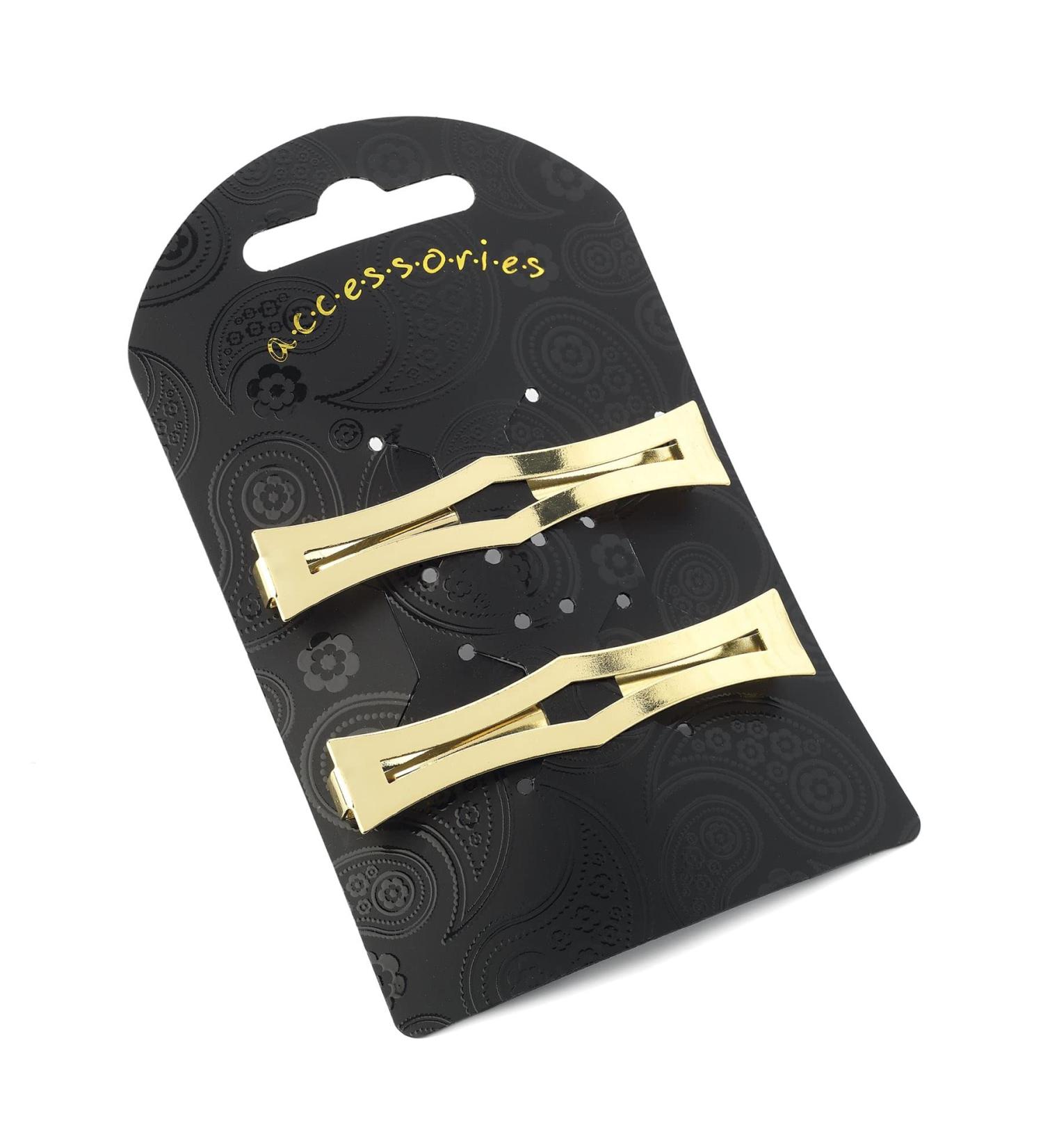 2 Gold Sword Handle Clips in End Metal Barrette Hair Clips Grips Slides 6cm for Women Girls by Glitz4Girlz