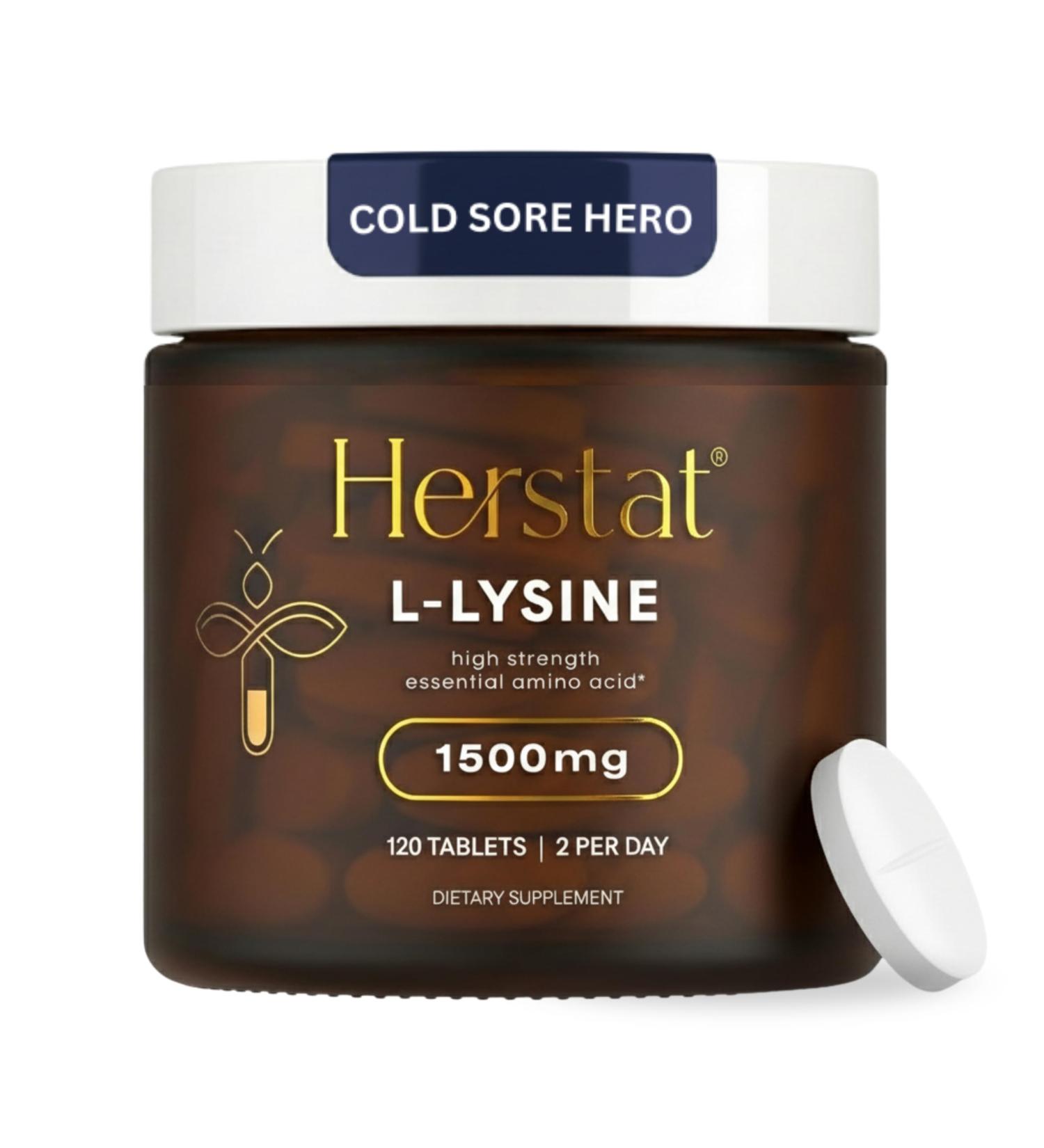 Herstat L-Lysine & Propolis | Advanced Lip Health & Immune Support | High Strength Formula with Quercetin Vitamin C Vitamin E & Zinc - Buy Online on GoSupps.com