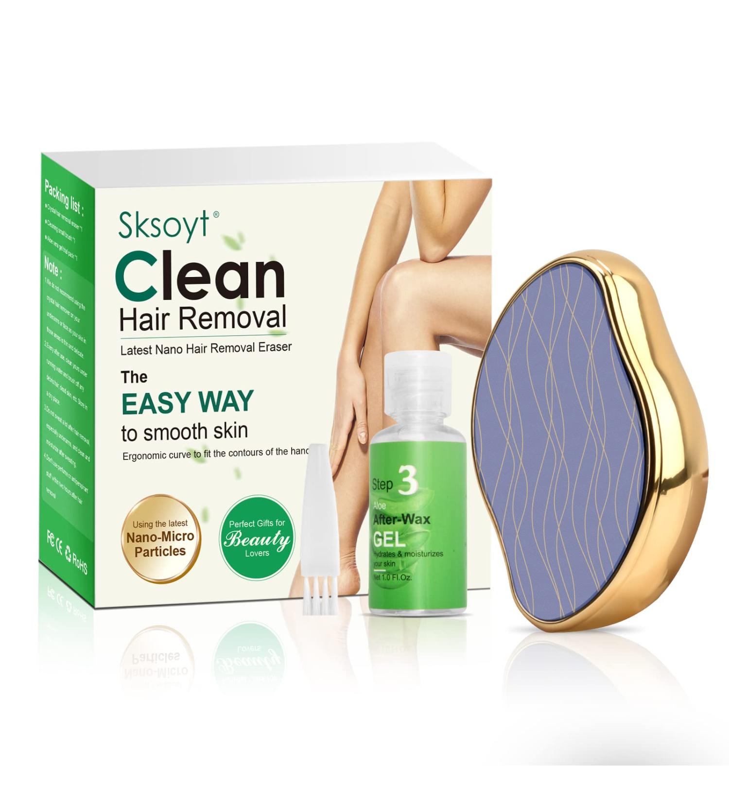 SKSOYT Upgraded Nano Crystal Hair Eraser - Gentle Hair Remover for Women and Men - Skin Exfoliation - Works on Arms, Back, Legs - Easy to Use - Perfect Gift (Gold) - Buy Online on GoSupps.com