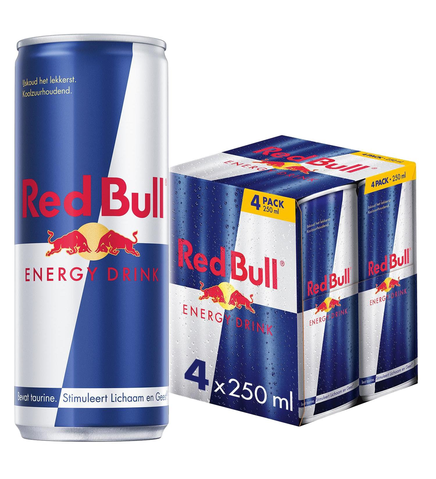 Red Bull Nederland BV Red Bull Energy Drink 4pack 4 x 250ml I Carbonated Energy Drink I Appreciated worldwide by Top Athletes I Stimulates Body and Mind - Buy Online on GoSupps.com