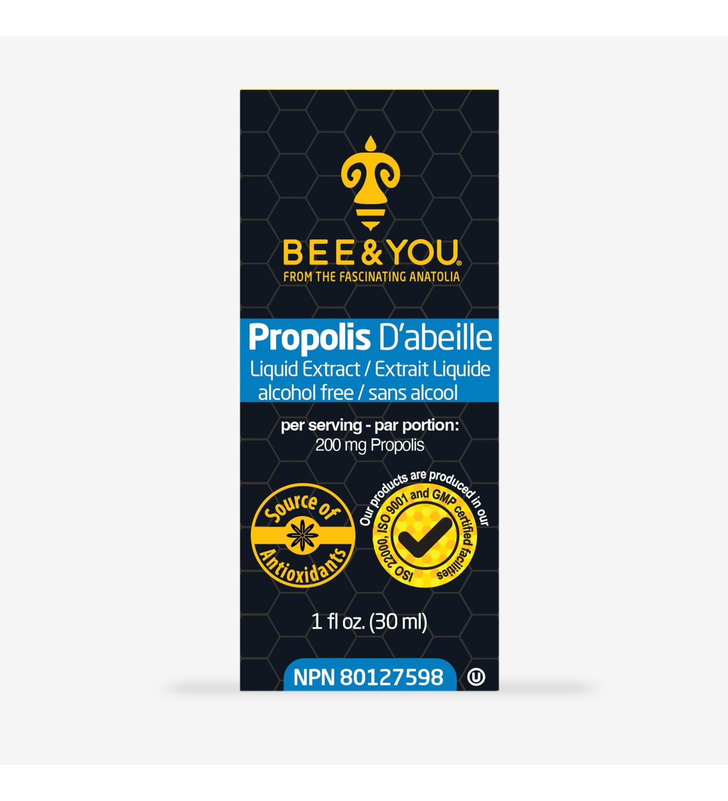 BEE and YOU Propolis Pure Liquid Extract Alcohol Free Soluble in Drinks - High Potency - 200 mg Bee Propolis per serving- High Potency - Zero Sugar - Zero Calorie - Supports Healthy Immune System - Antioxidants Keto Paleo Gluten-Free 1 Fl Oz (1 Pack) - Buy Online on GoSupps.com