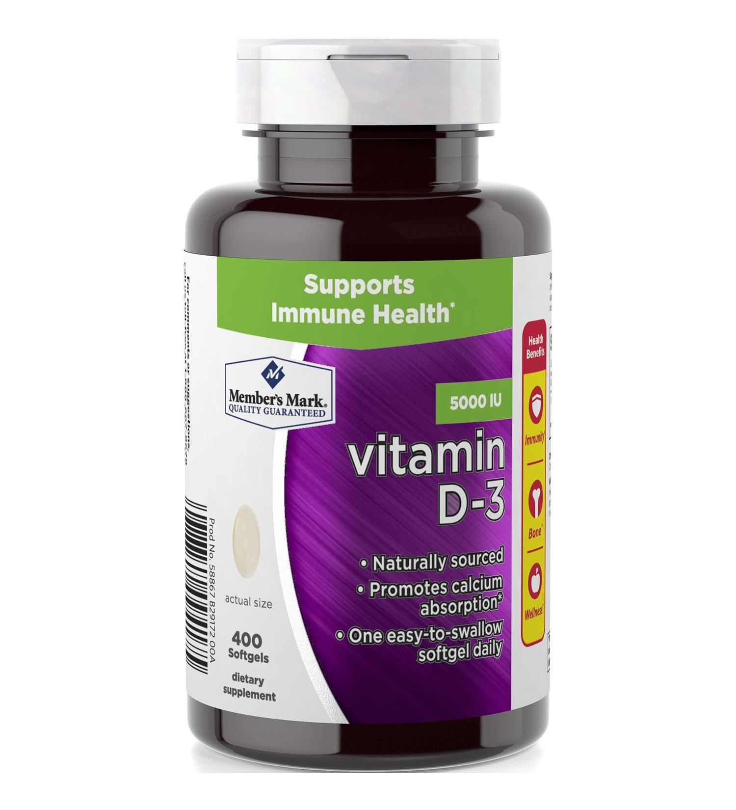 Member's Mark Vitamin D-3 5000 IU Dietary Supplement (400 ct.)