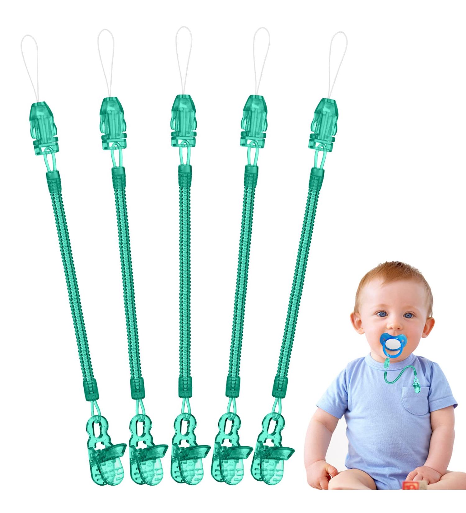 Vicloon Baby Dummy Clips 5 Pcs - BPA Free Soother Pacifier Chain Holder for Teether Toy - Green - Buy Online on GoSupps.com