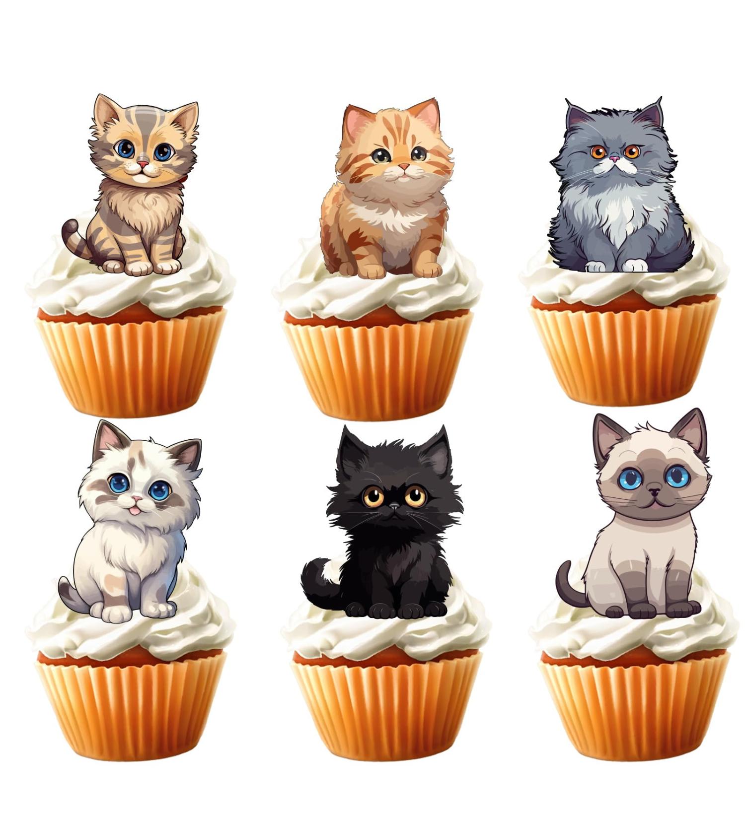 18pcs Cute Cat Cupcake Toppers for Boys Girls Pet Baby Shower Kitten Meow Party Supplies Favor Little Cat Themed Birthday Party Decorations - Buy Online on GoSupps.com