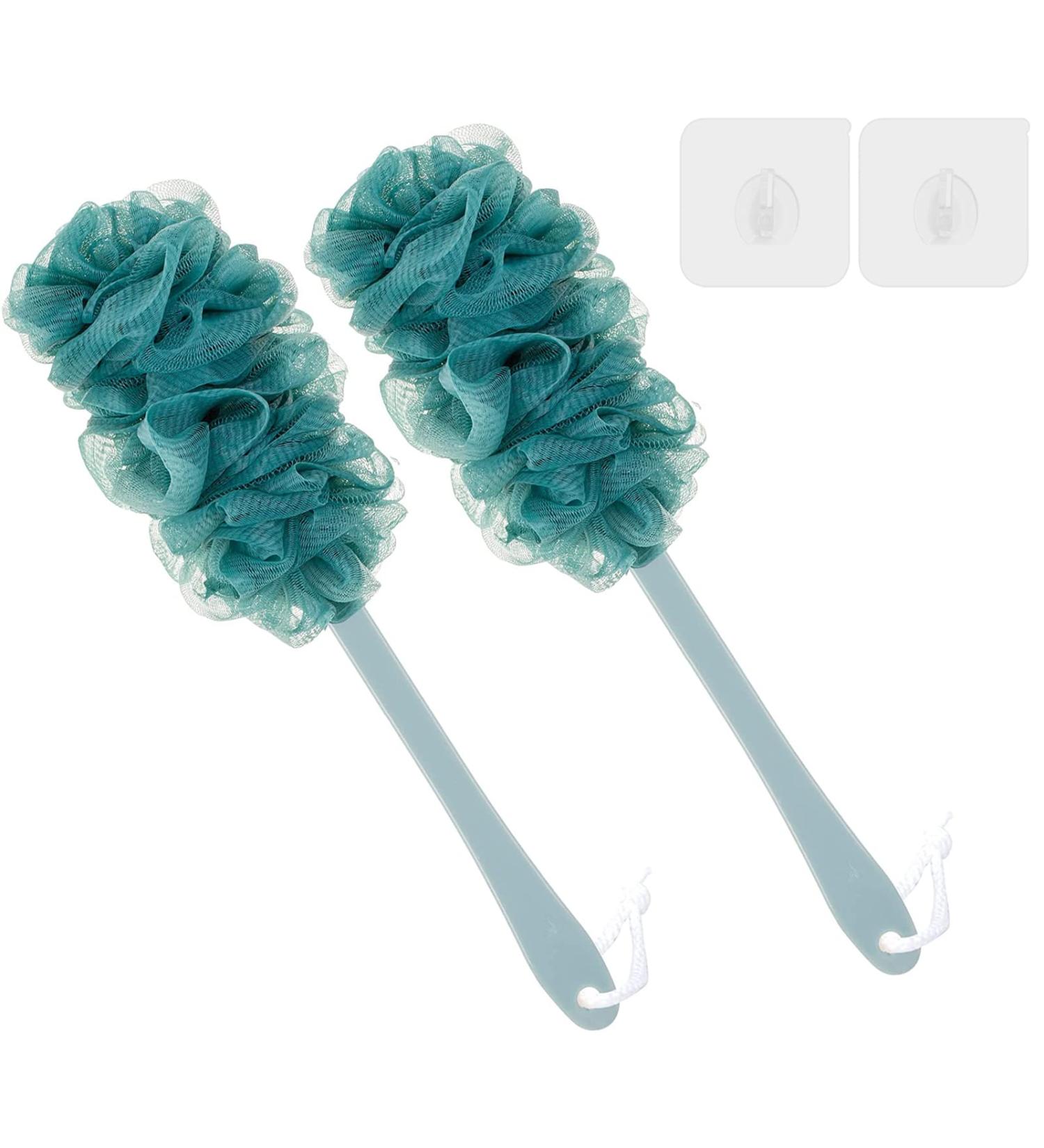 2-Pack Long Handle Back Scrubber Loofah Bath Brush - Green | Body Scrubber for Men and Women | Cleanses Hard to Reach Areas - Buy Online on GoSupps.com