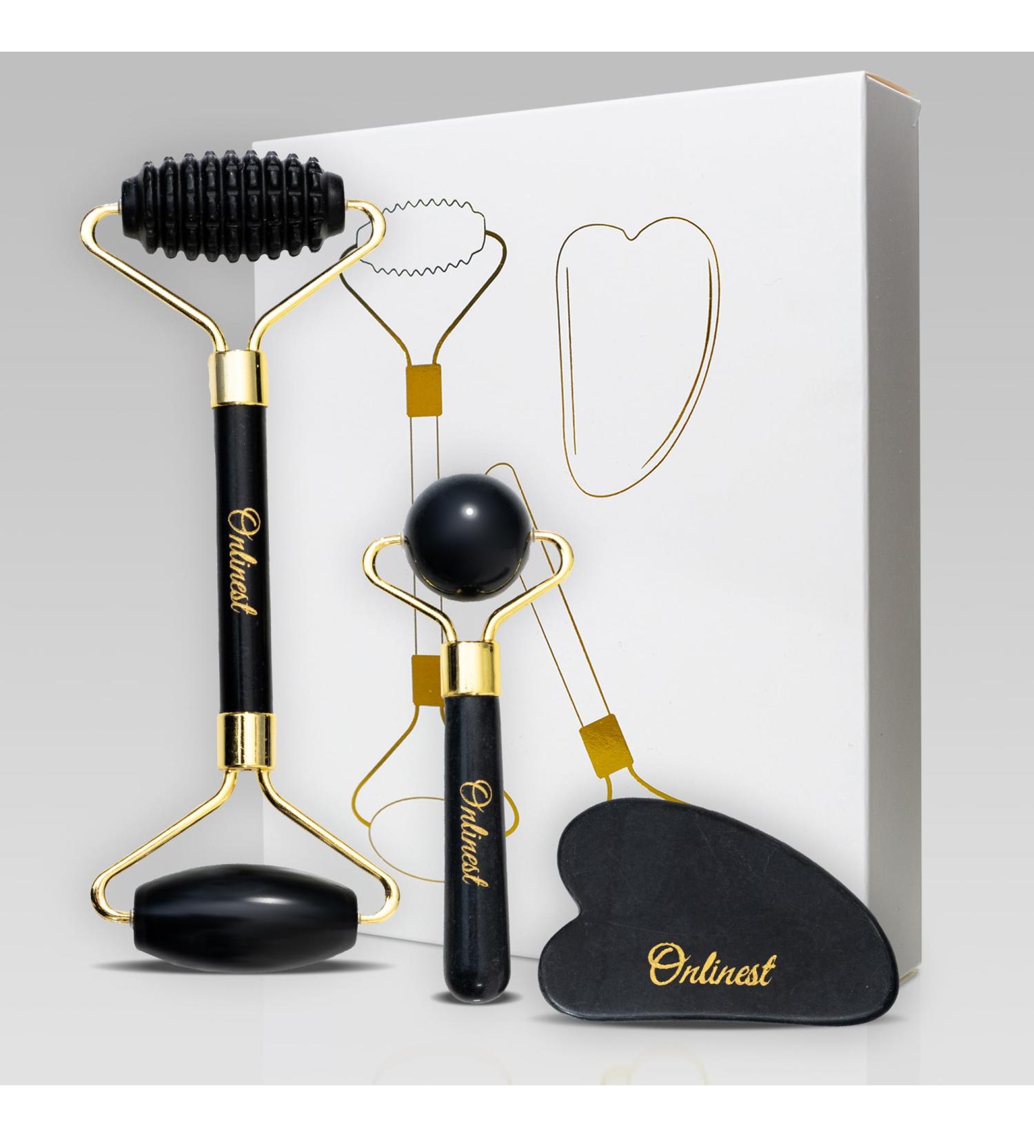 3-in-1 Skin Care Tool Set | Ultimate Facial Rejuvenation with Roller & Gua Sha | Natural Massage for Face & Neck - Buy Online on GoSupps.com