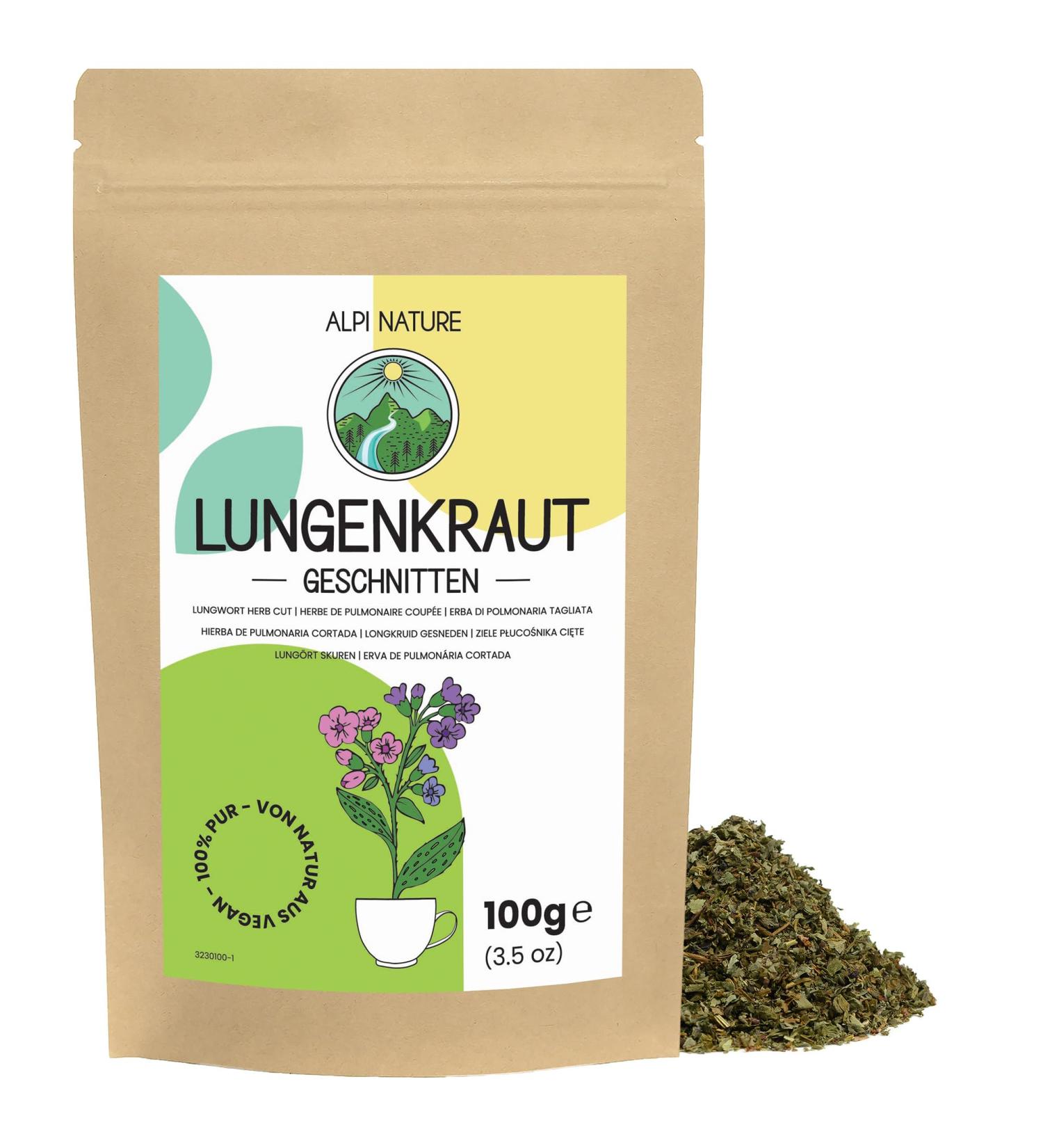  Alpi Nature Alpi Nature Pulmonary Herbal Tea 100 g Dried and Cut Officinal Pulmonary for Tea Preparation - Buy Online on GoSupps.com