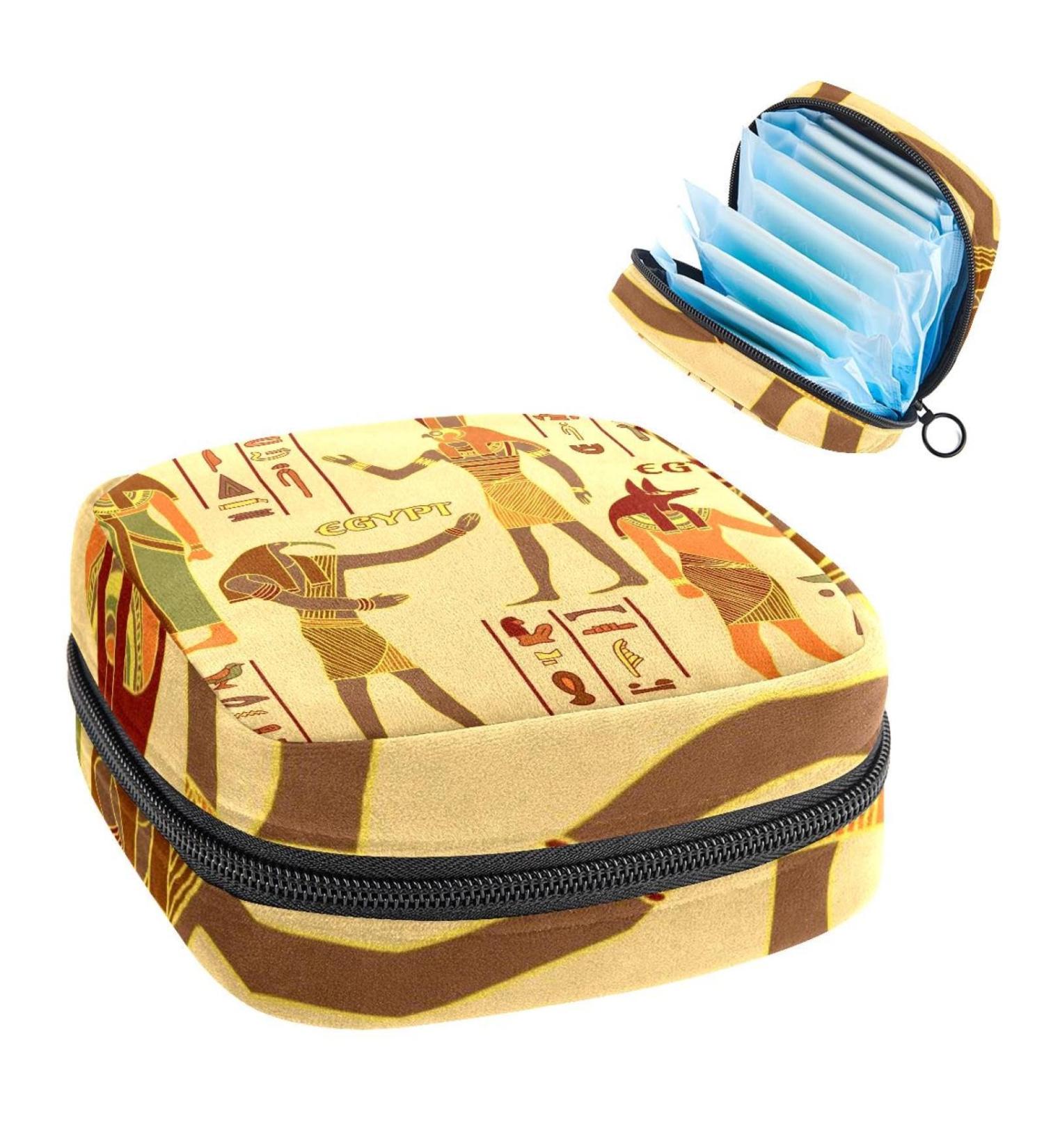 GIAPB Period Bag - Tribal Art Egyptian Style - Sanitary Napkin Storage & Travel Makeup Pouch - Buy Online on GoSupps.com
