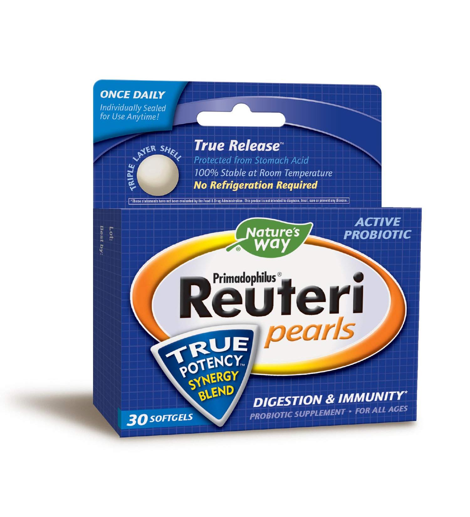 Nature's Way Primadophilus Reuteri Pearls - 30 Probiotic Softgels for Digestive Health - Buy Online on GoSupps.com