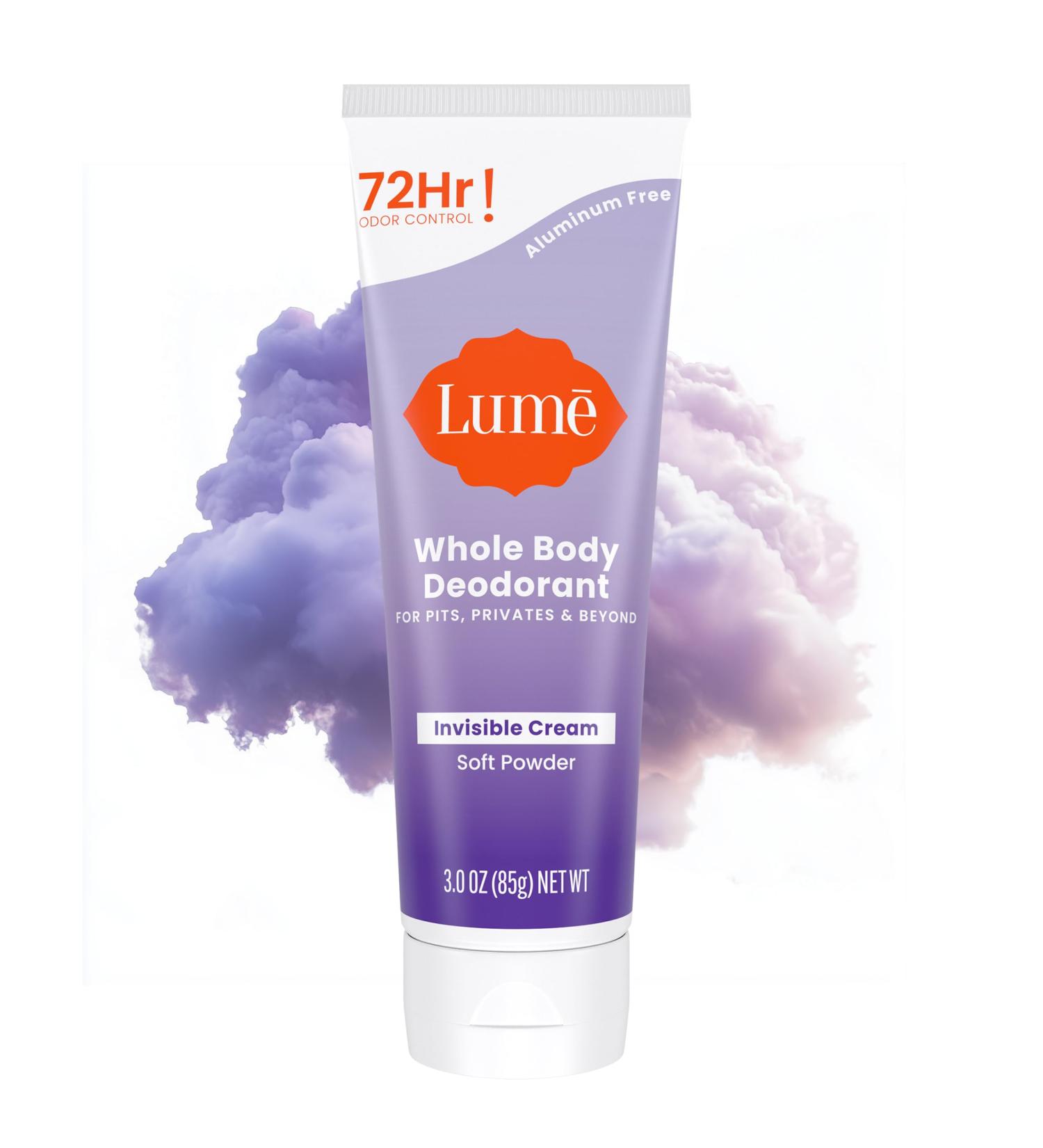 Lume Whole Body Deodorant - Invisible Cream Tube - 72 Hour Odor Control - Aluminum Free Baking Soda Free Skin Safe - 3.0 ounce (Soft Powder) Soft Powder 3 Ounce (Pack of 1) - Buy Online on GoSupps.com