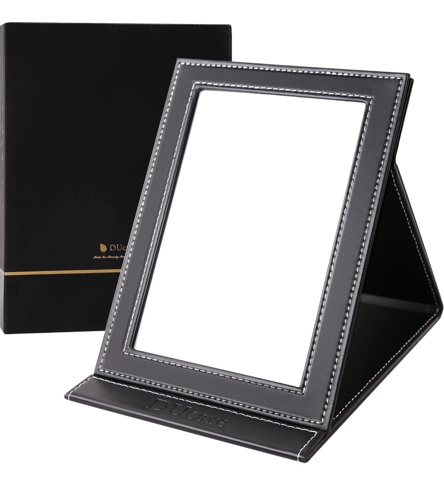 DUcare Portable Folding Vanity Makeup Mirror - Large Black | Adjustable Stand - Buy Online on GoSupps.com