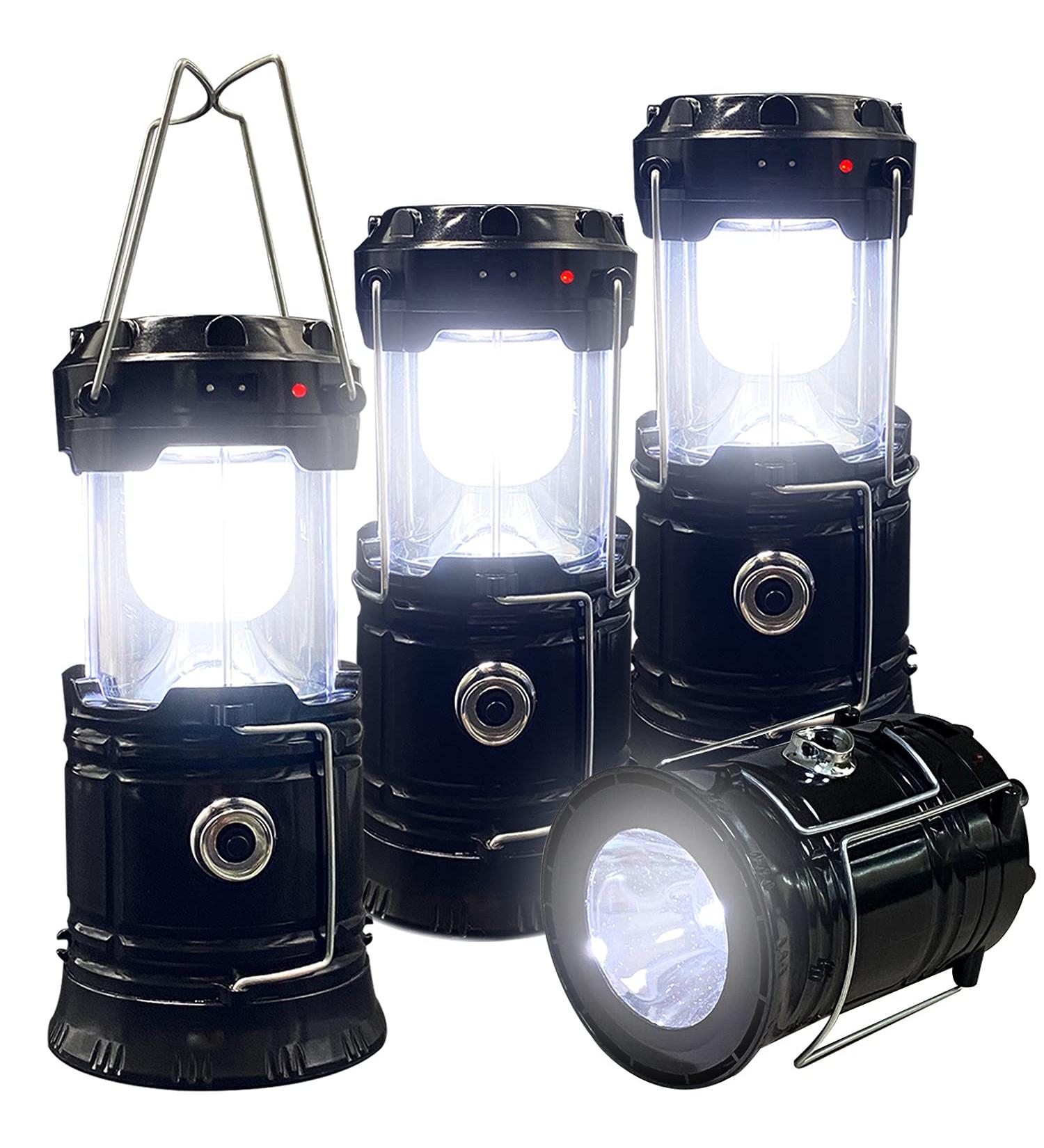 XTAUTO Collapsible Portable LED Camping Lantern 4-Pack - Solar & USB Rechargeable, Lightweight & Waterproof Flashlight for Outdoor, Emergency, Hiking - Power Outages Survival Kit - Buy Online on GoSupps.com