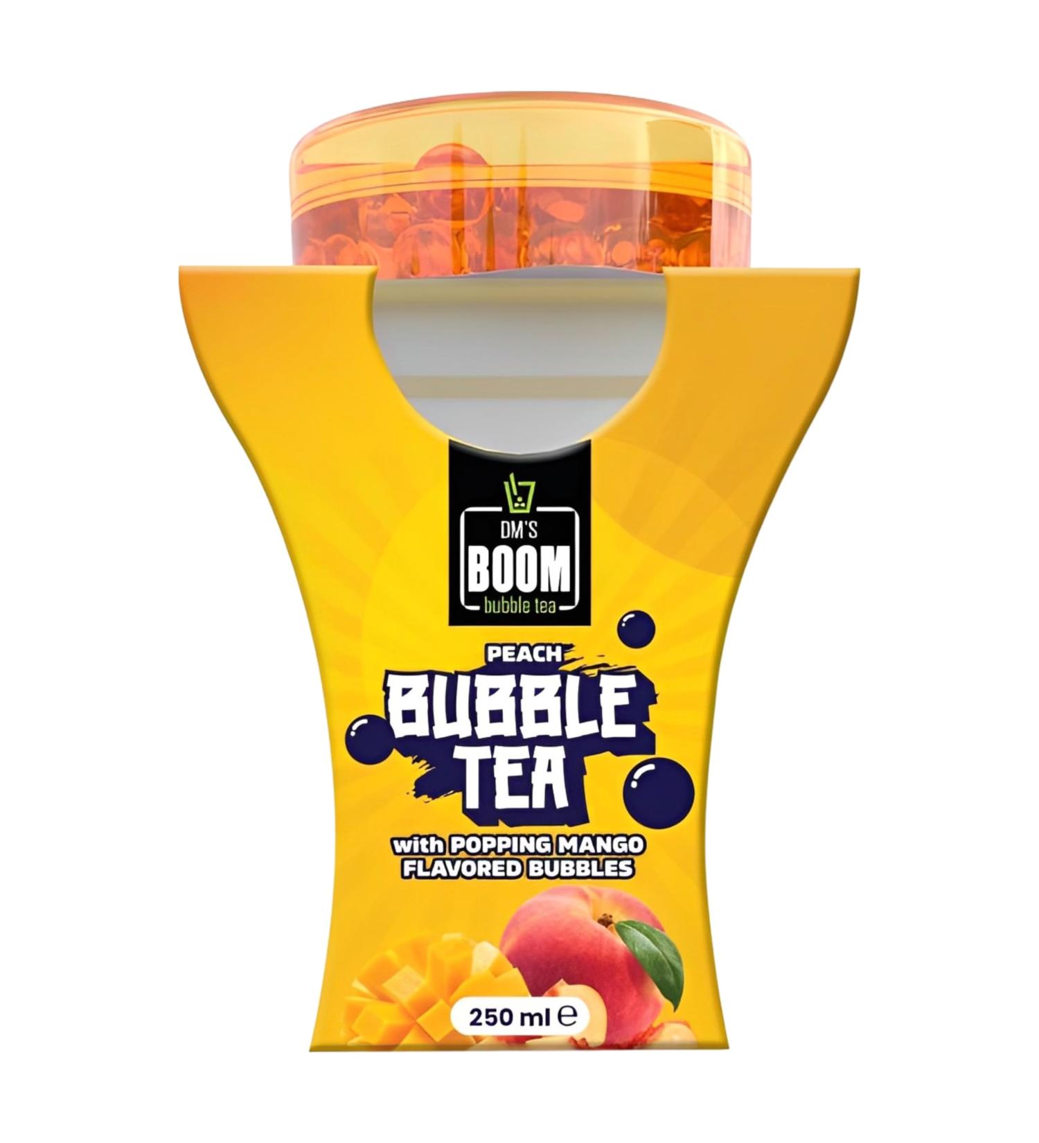 DM'S Boom Bubble Tea Peach Bubble Tea With Popping Mango Flavored Bubbles 250 ml (Pack of12) - Buy Online on GoSupps.com