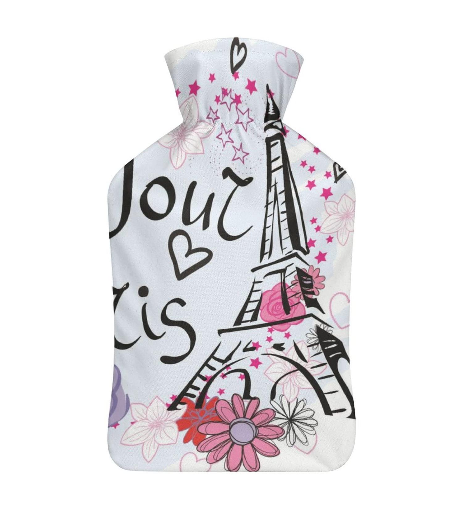 Eiffel Tower Hot Water Bottle with Plush Cover - Hand Warmer for Adults & Kids | 26.5x15.3cm - International Shipping Available - Buy Online on GoSupps.com