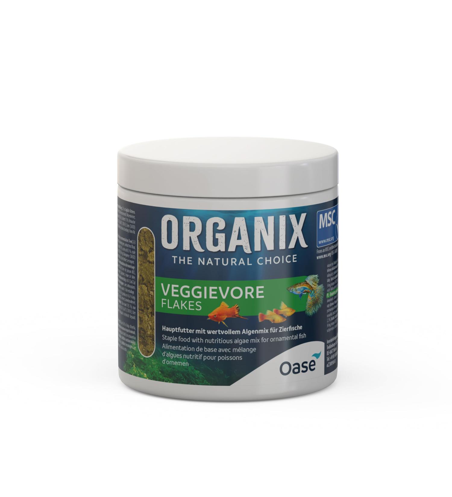 OASE ORGANIX Veggievore Flakes, 500 ML - Flake Food for Aquarium Fish, Main Food with High Algae Content