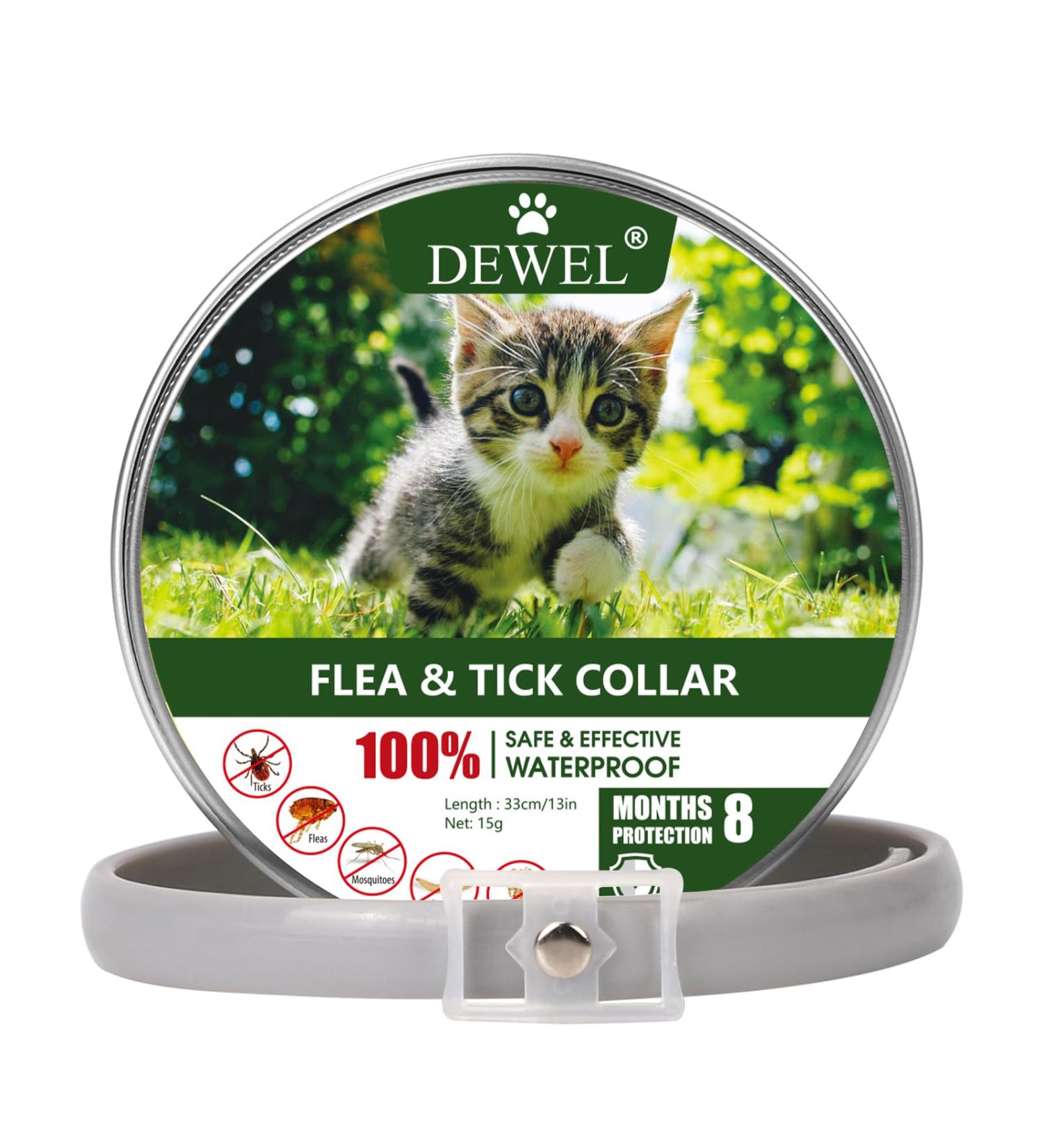 Dewel 33cm Adjustable Waterproof Tick Collar for Cats | Flea & Tick Prevention Collar - Buy Online on GoSupps.com