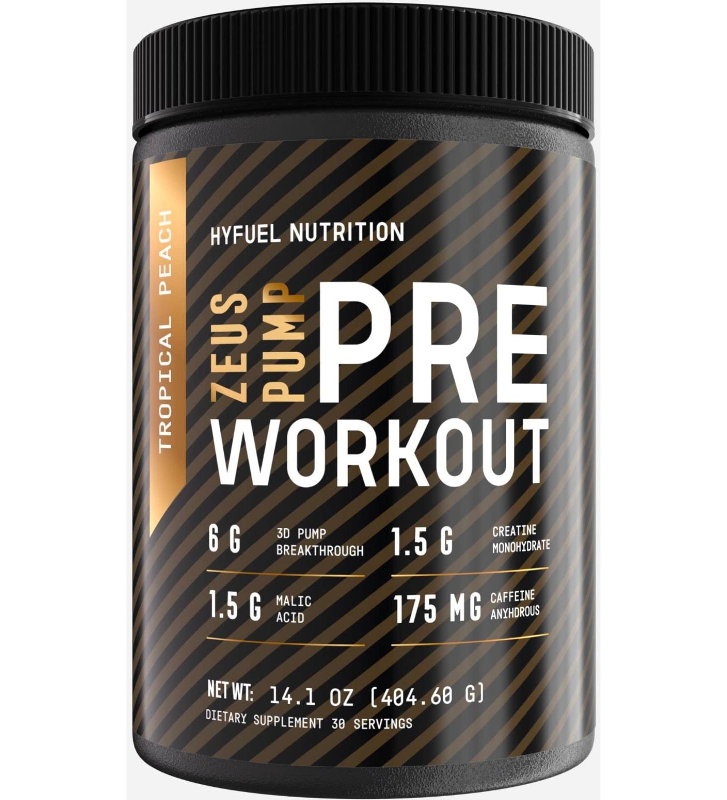 Zeus Pump Pre Workout Powder - Boost Energy & Focus with Creatine & L-Citrulline - Sugar-Free Tropical Peach - 3D Pump Breakthrough Formula - Buy Online on GoSupps.com
