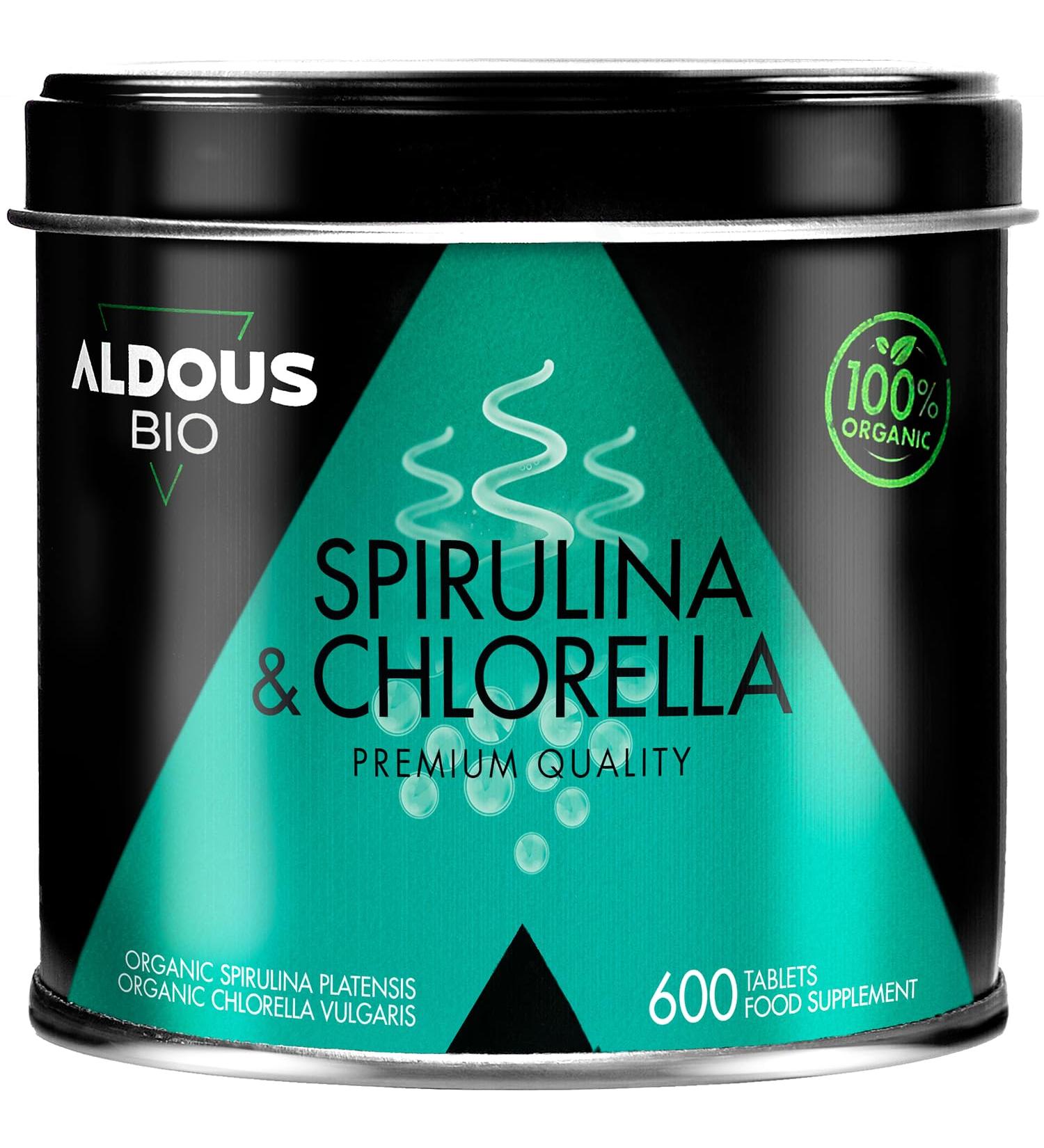 Organic Chlorella + Spirulina Organic Tablets | 600 Tablets | 3000mg per Daily Dose | Anti-Fatigue & Adult Immunity | Phycocyanin & Proteins | Vegan - DETOX - No Additives | Certified Organic - Buy Online on GoSupps.com