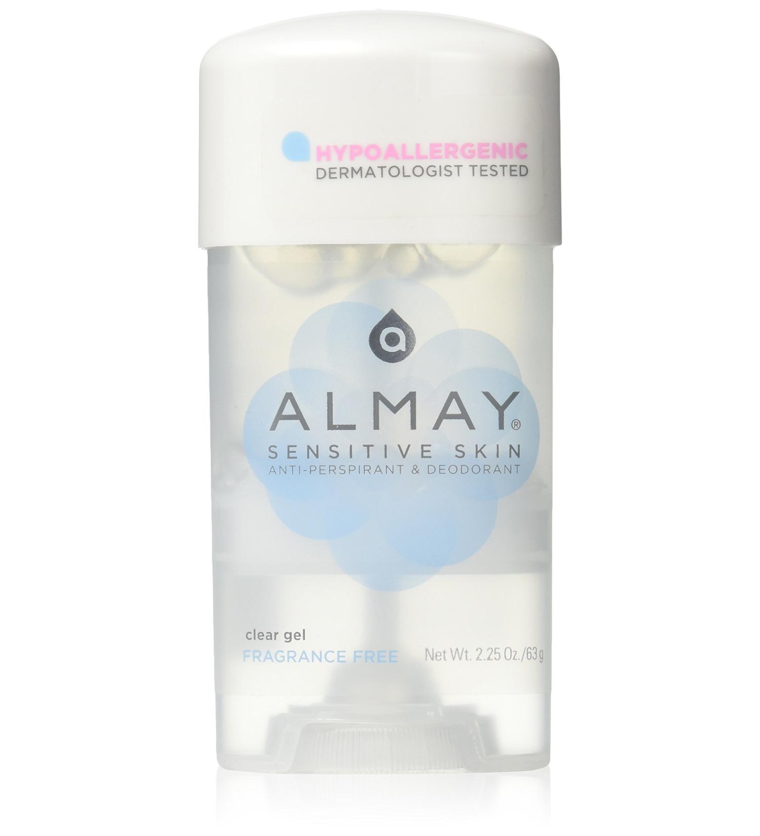 Almay Sensitive Skin Clear Gel  Anti-Perspirant & Deodorant  Fragrance Free  2.25-Oz 2.25 Ounce (Pack of 1)